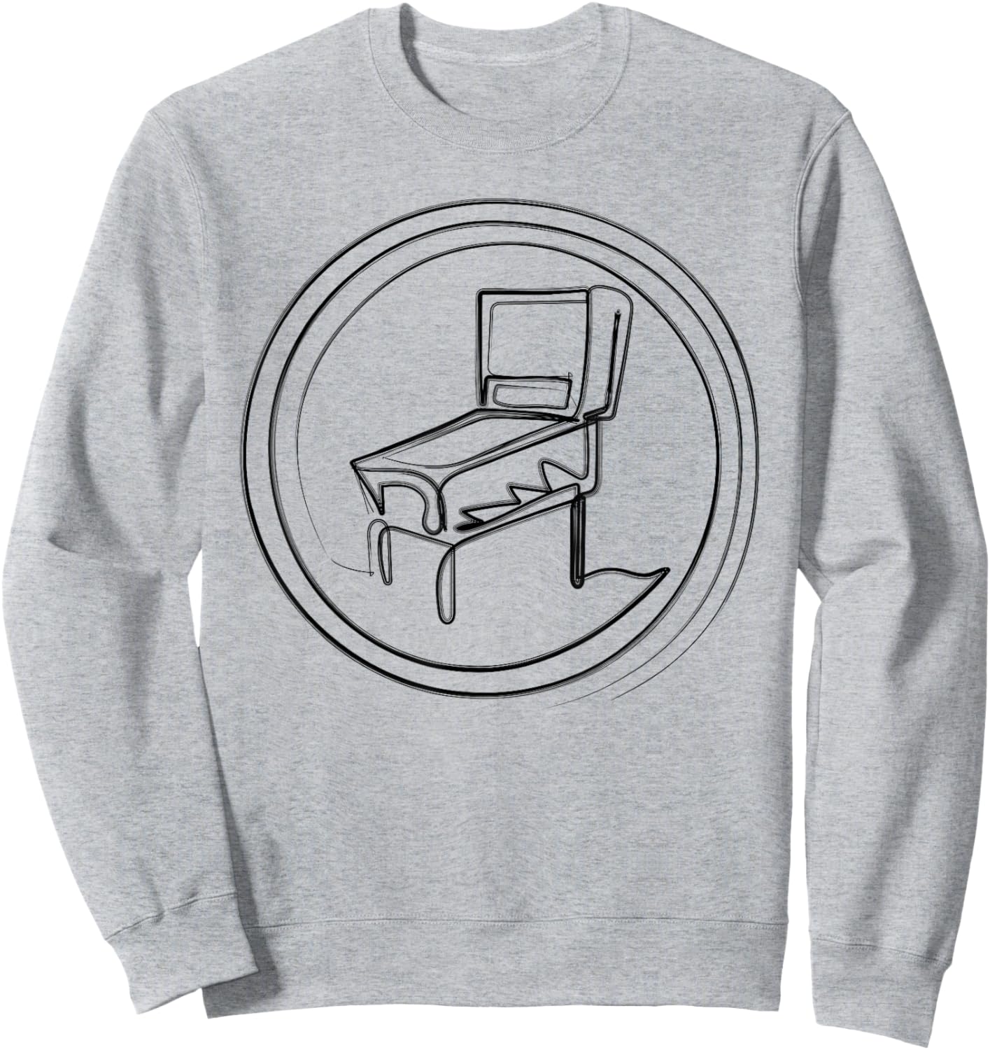 Pinball Machine Badge Minimalist One Line Drawing Sweatshirt - Sweatshirt | Ash