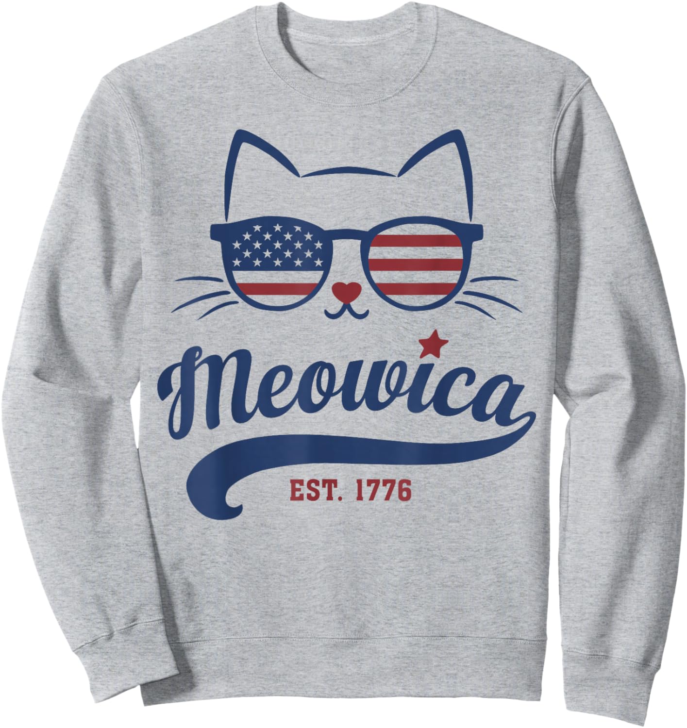 Meowica Cat Cute 4th of July USA Sweatshirt - Sweatshirt | Ash