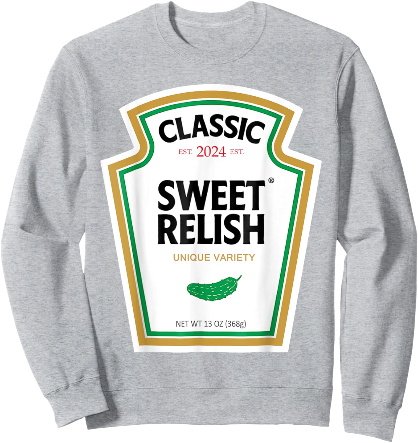 Sweet Relish DIY Halloween Condiment Green Pickle Sweatshirt - Sweatshirt | Ash