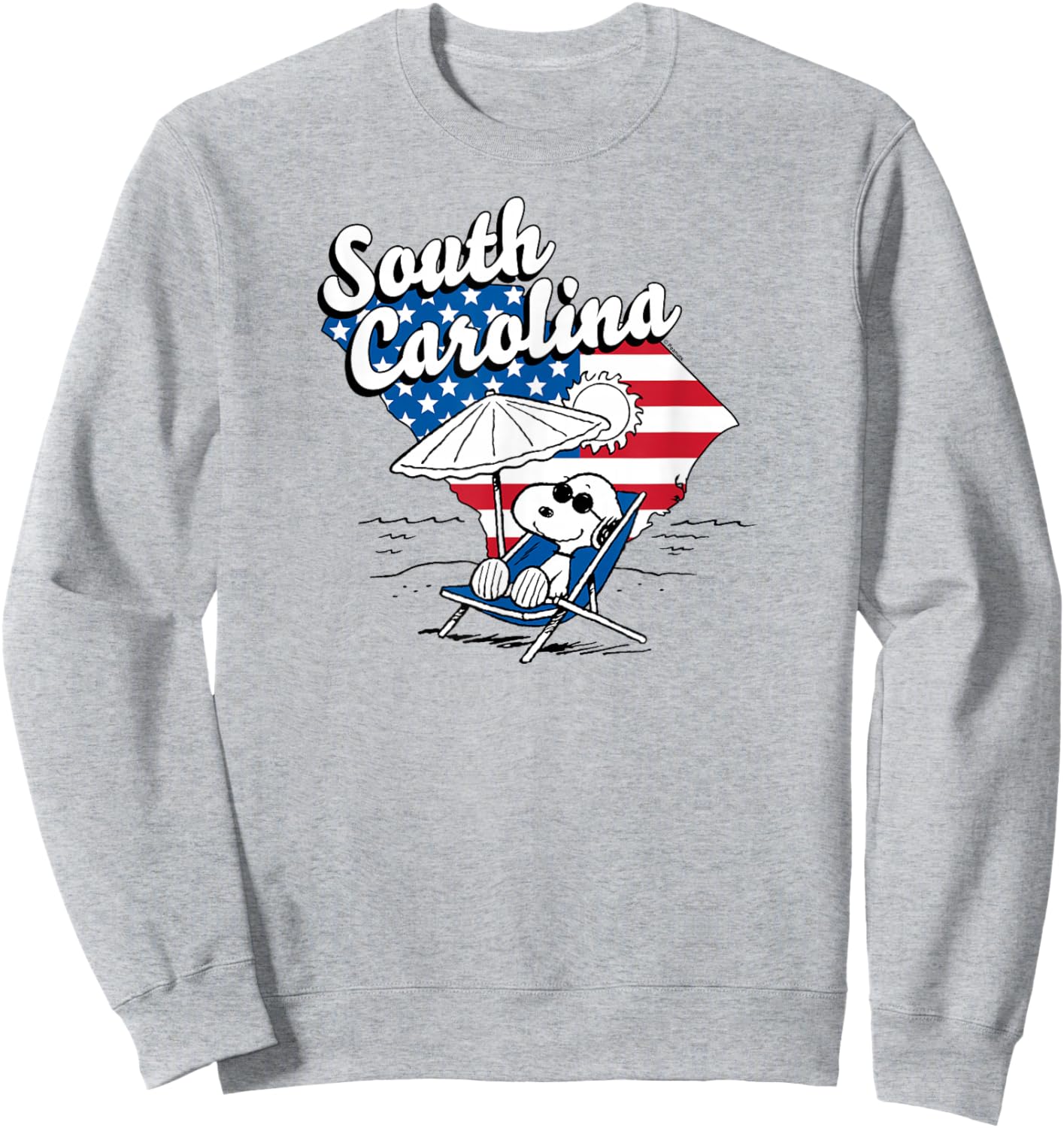 Peanuts - Snoopy Beach Umbrella South Carolina USA Flag Fill Sweatshirt - Sweatshirt | Ash