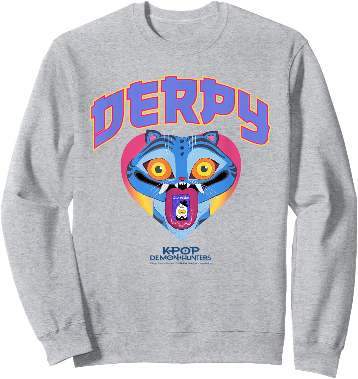 KPop Demon Hunters Derpy Collegic Offiziell lizenziert Sweatshirt - Sweatshirt | Ash