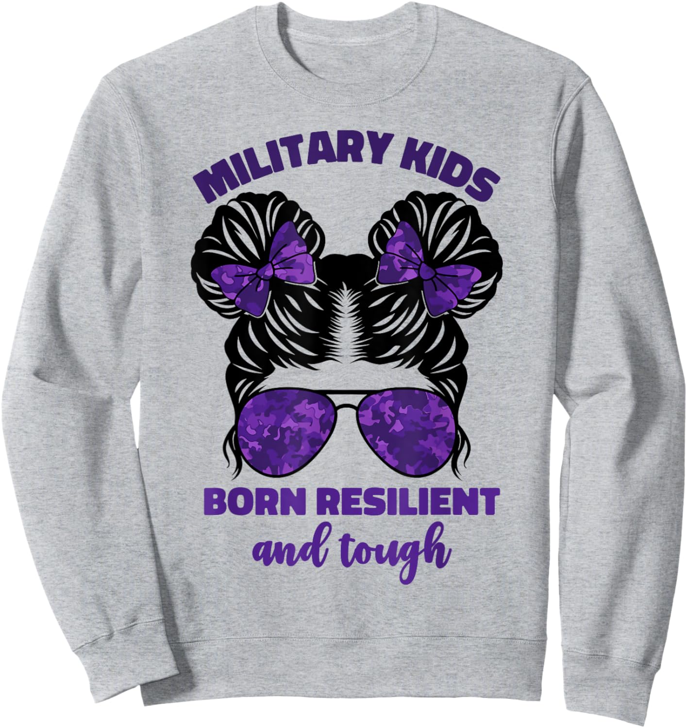 Purple Up For Military Kids Girls Month Of Military Child Sweatshirt - Sweatshirt | Ash