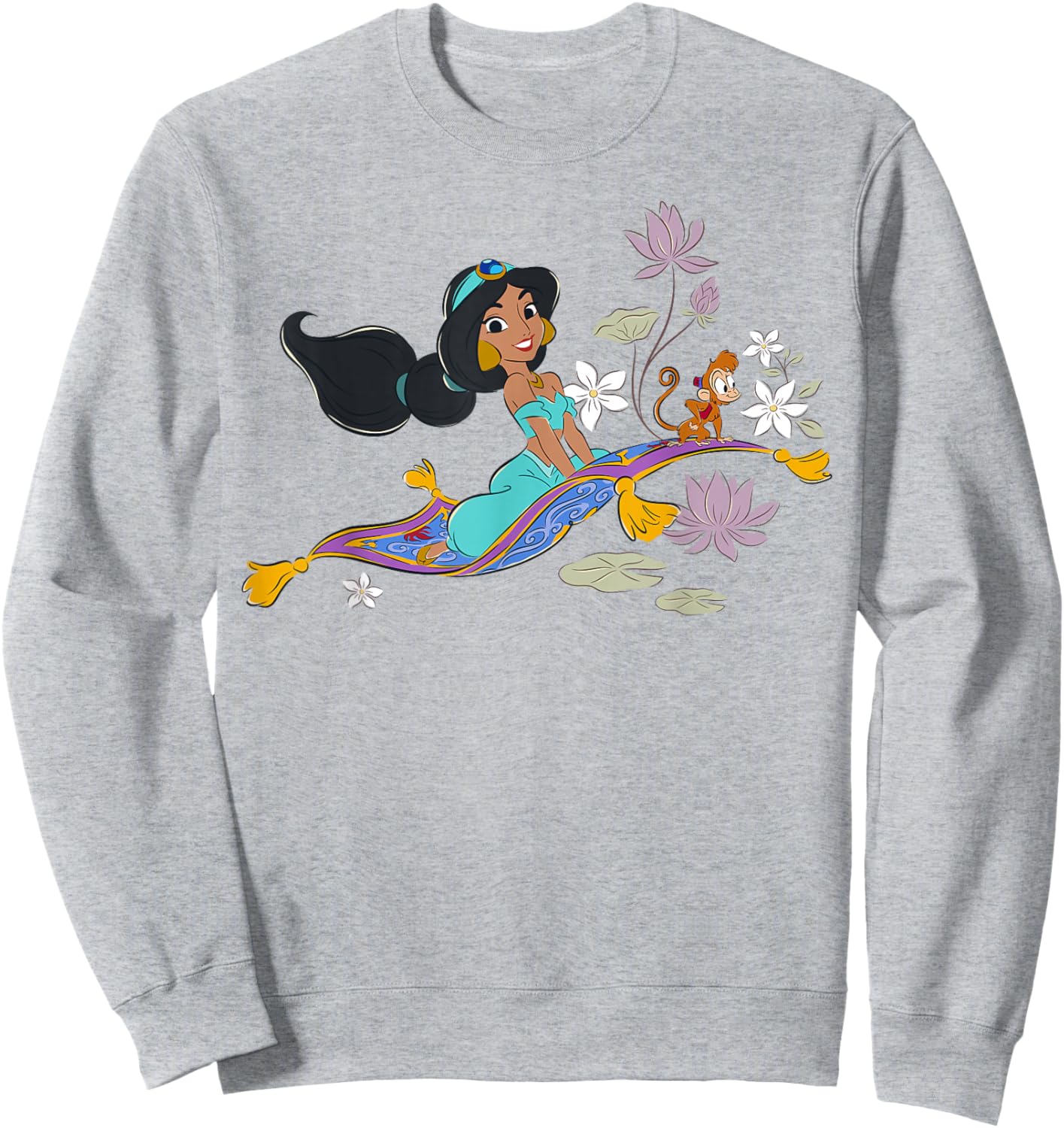 Disney Aladdin Jasmine and Abu Magic Carpet Ride Drawing Sweatshirt - Sweatshirt | Ash