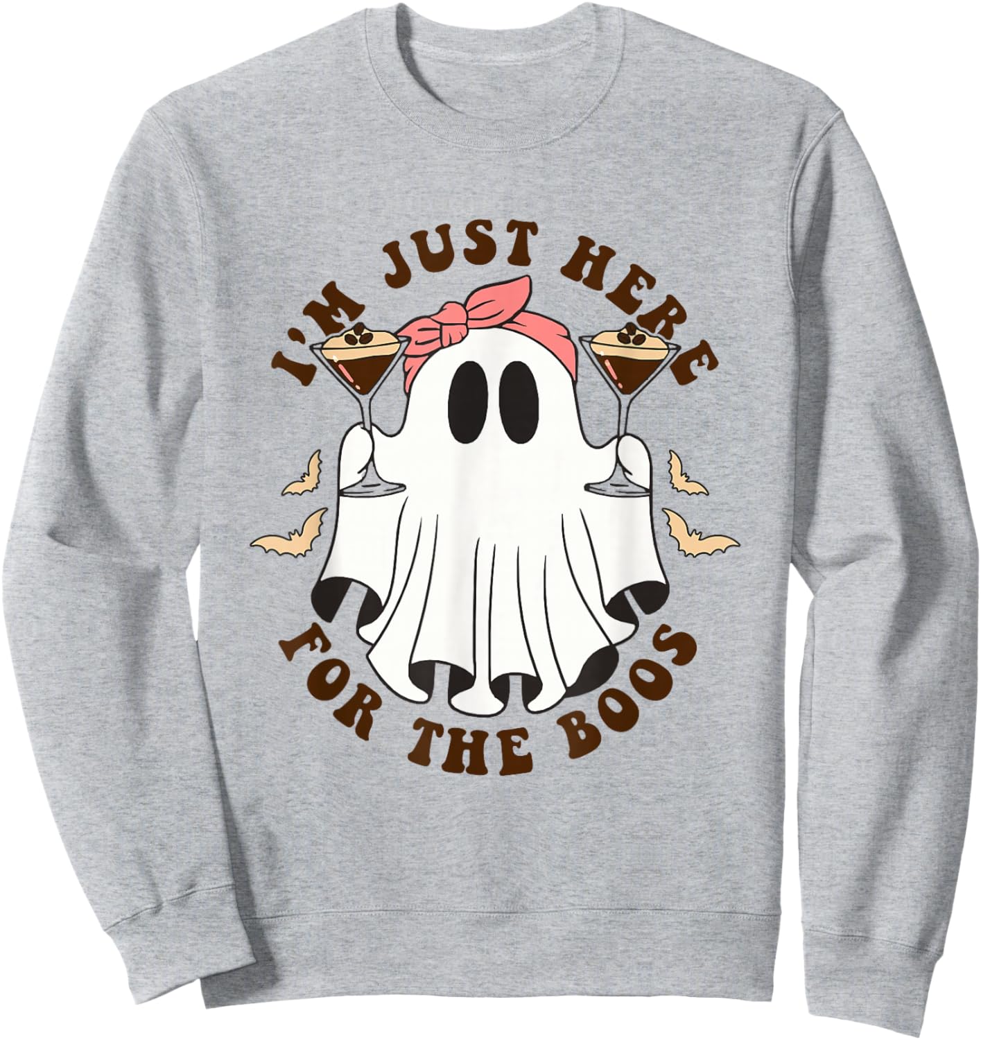 I'm Just Here for The Boos Halloween Espresso Martini Ghost Sweatshirt - Sweatshirt | Ash