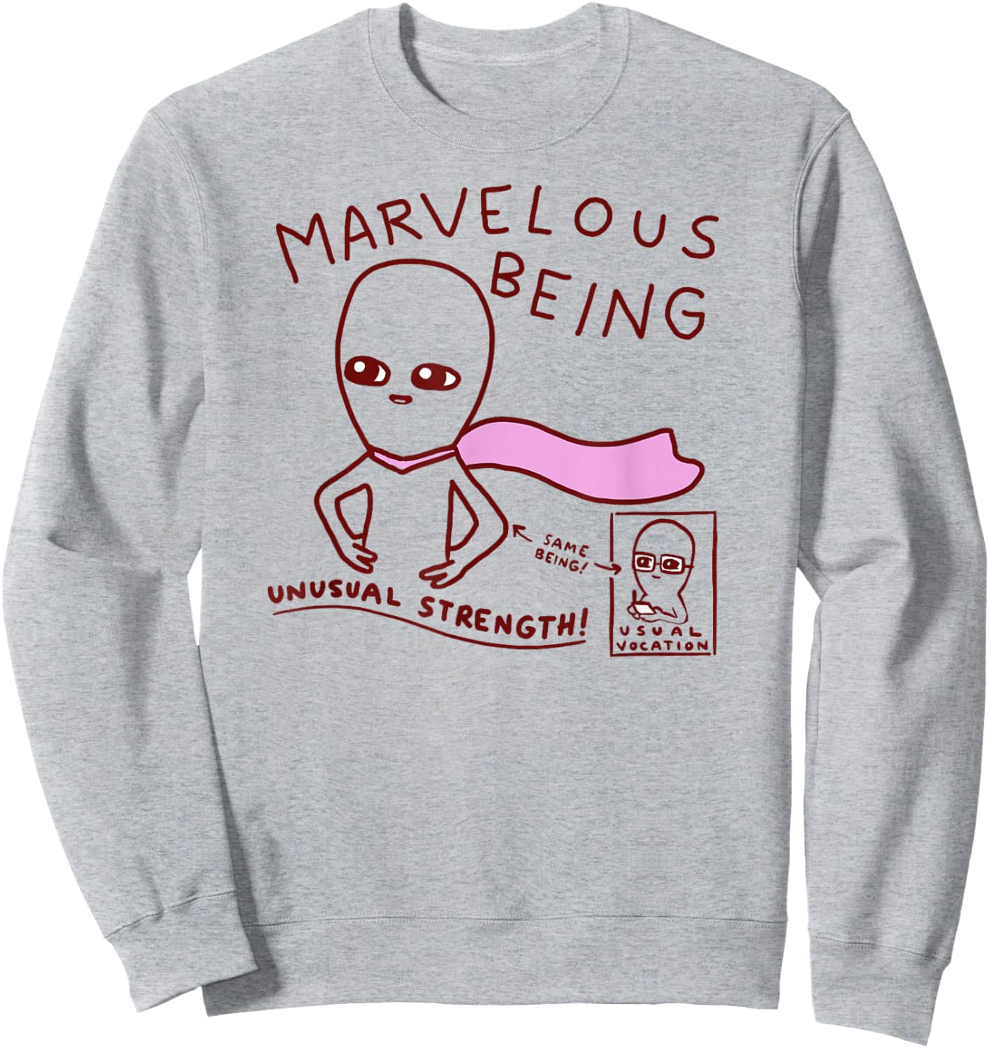 Threadless Nathan W. Pyle Strange Planet Marvelous Graphic Sweatshirt - Sweatshirt | Ash