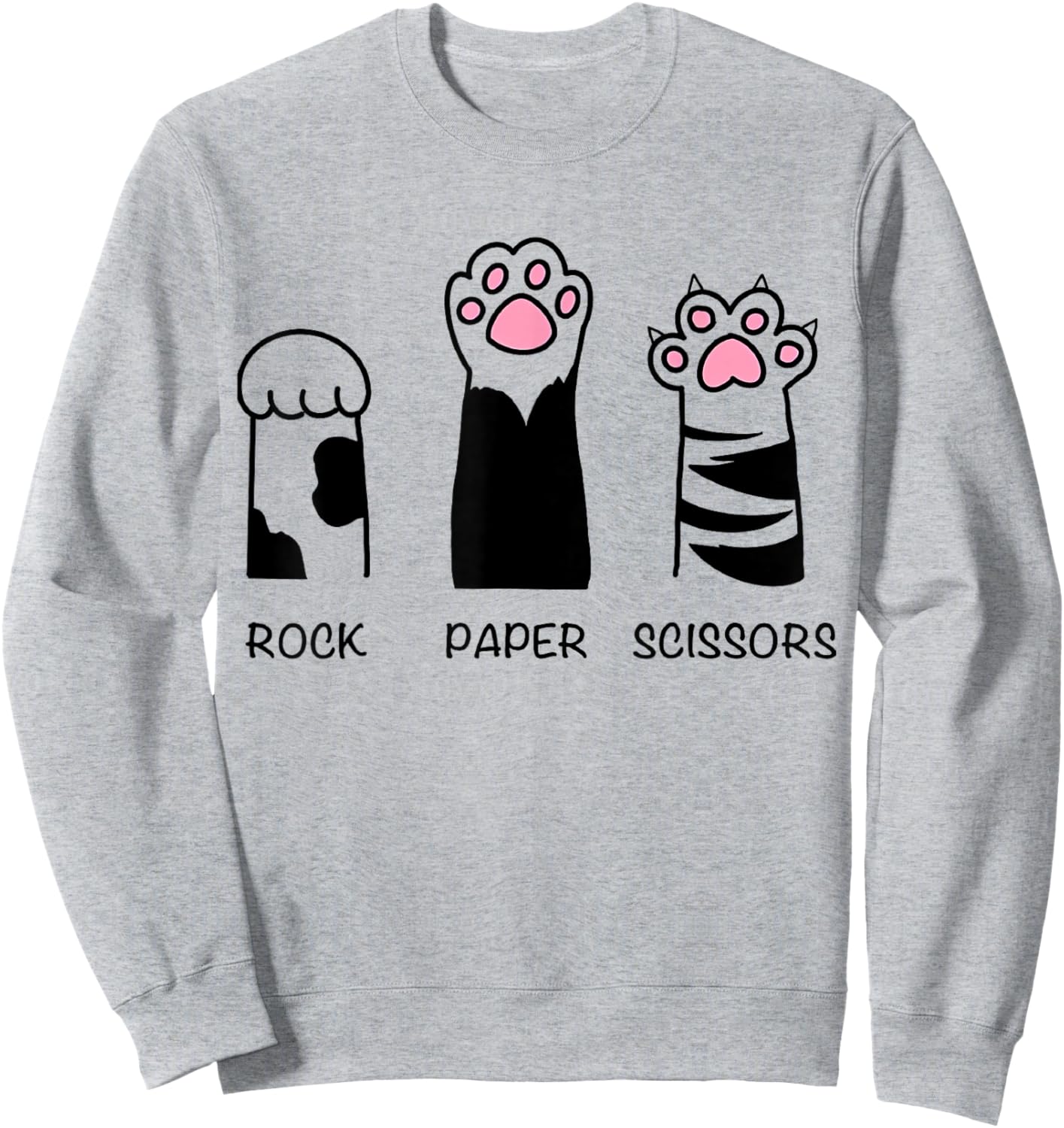 Rock Paper Scissors Cat Paws Cute Kitten Lover Cat Sweatshirt - Sweatshirt | Ash