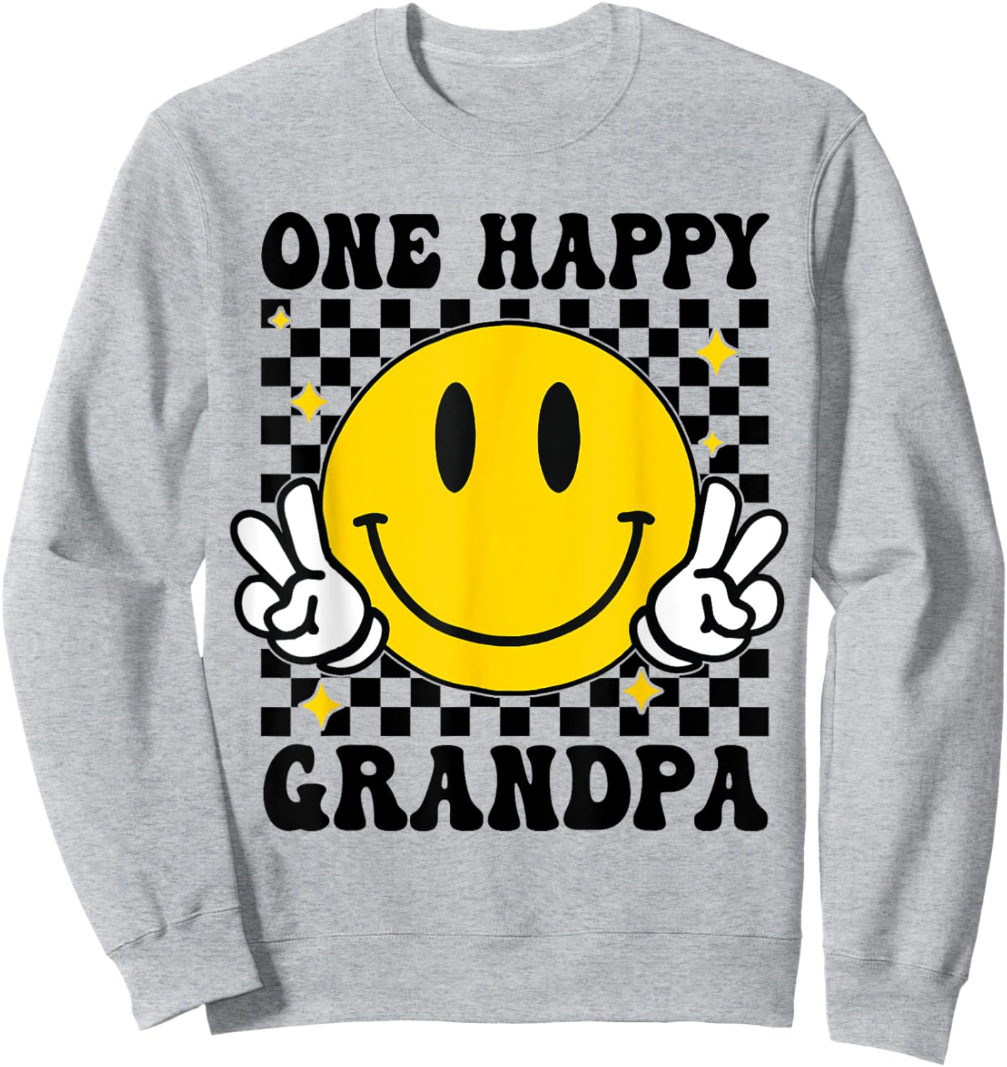 One Happy Dude Grandpa happy face 1st Birthday Family Sweatshirt - Sweatshirt | Ash