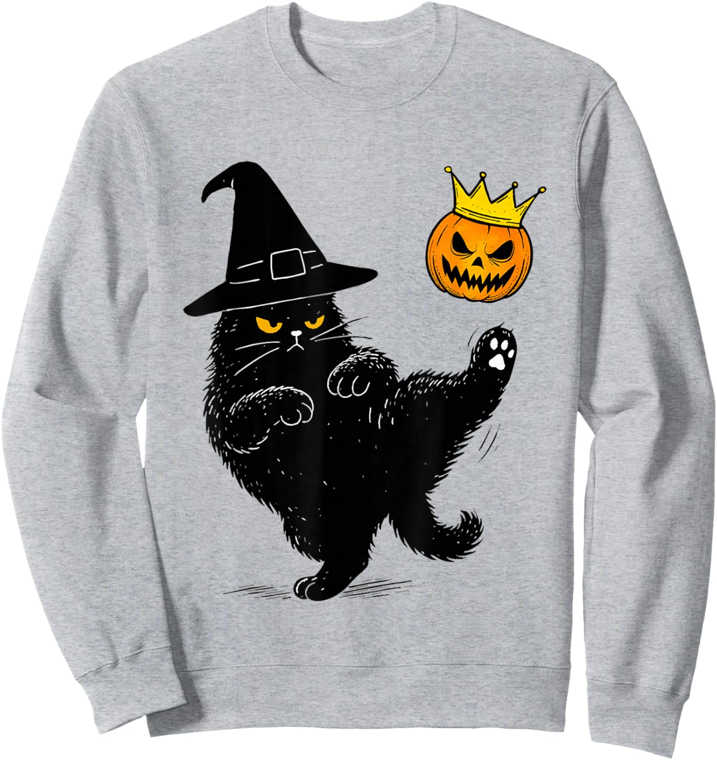 No Kings Halloween Cat Sweatshirt - Sweatshirt | Ash