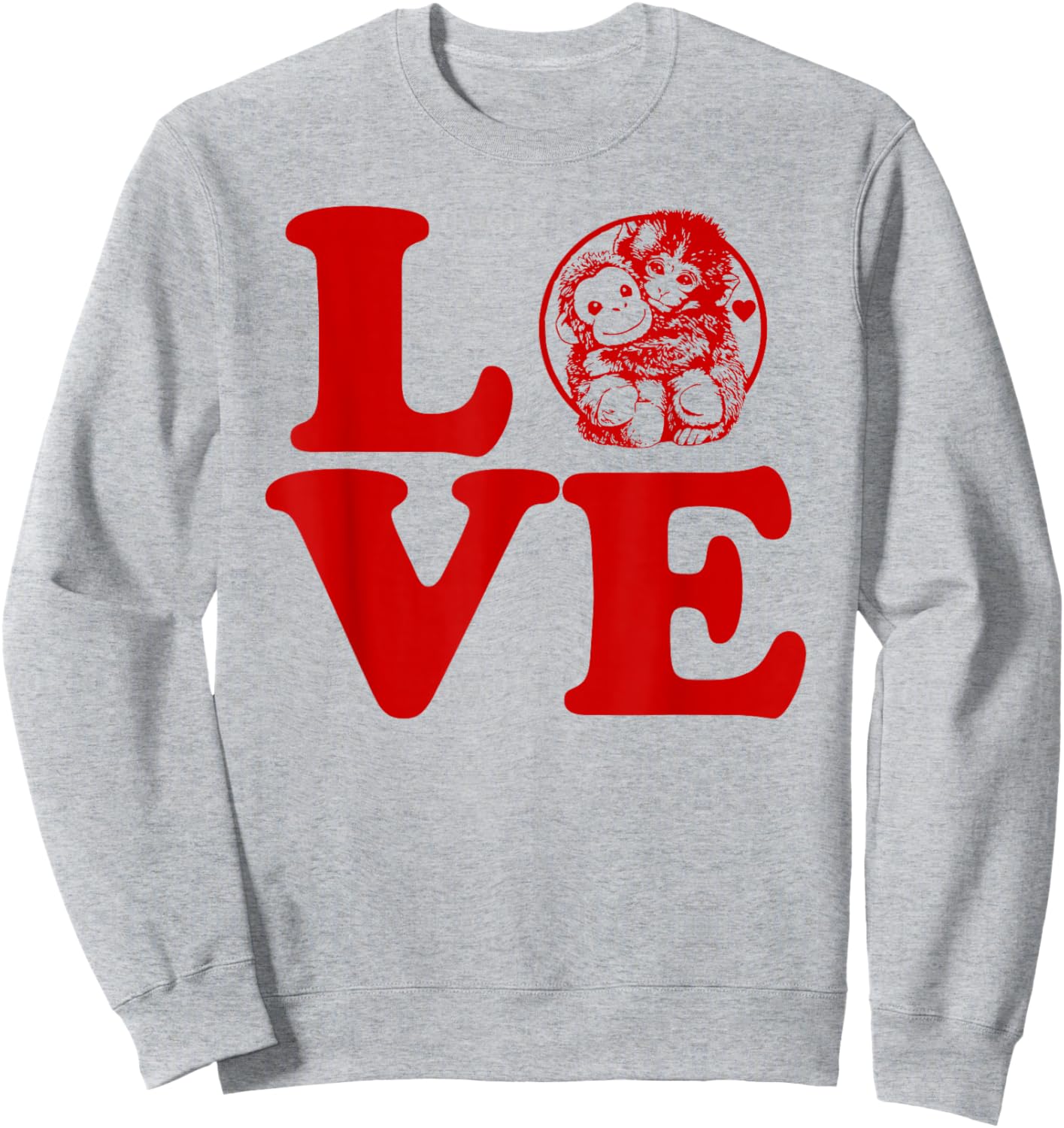 Love Heart Punch Monkey with Plush Orangutan Team Punch Sweatshirt - Sweatshirt | Ash