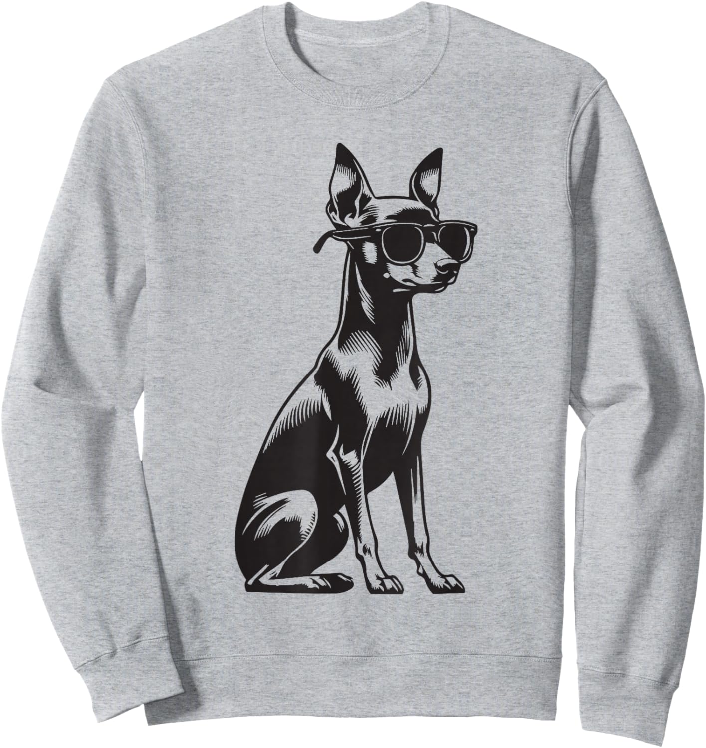 Funny Miniature Pinscher Dog with Sunglasses Sweatshirt - Sweatshirt | Ash