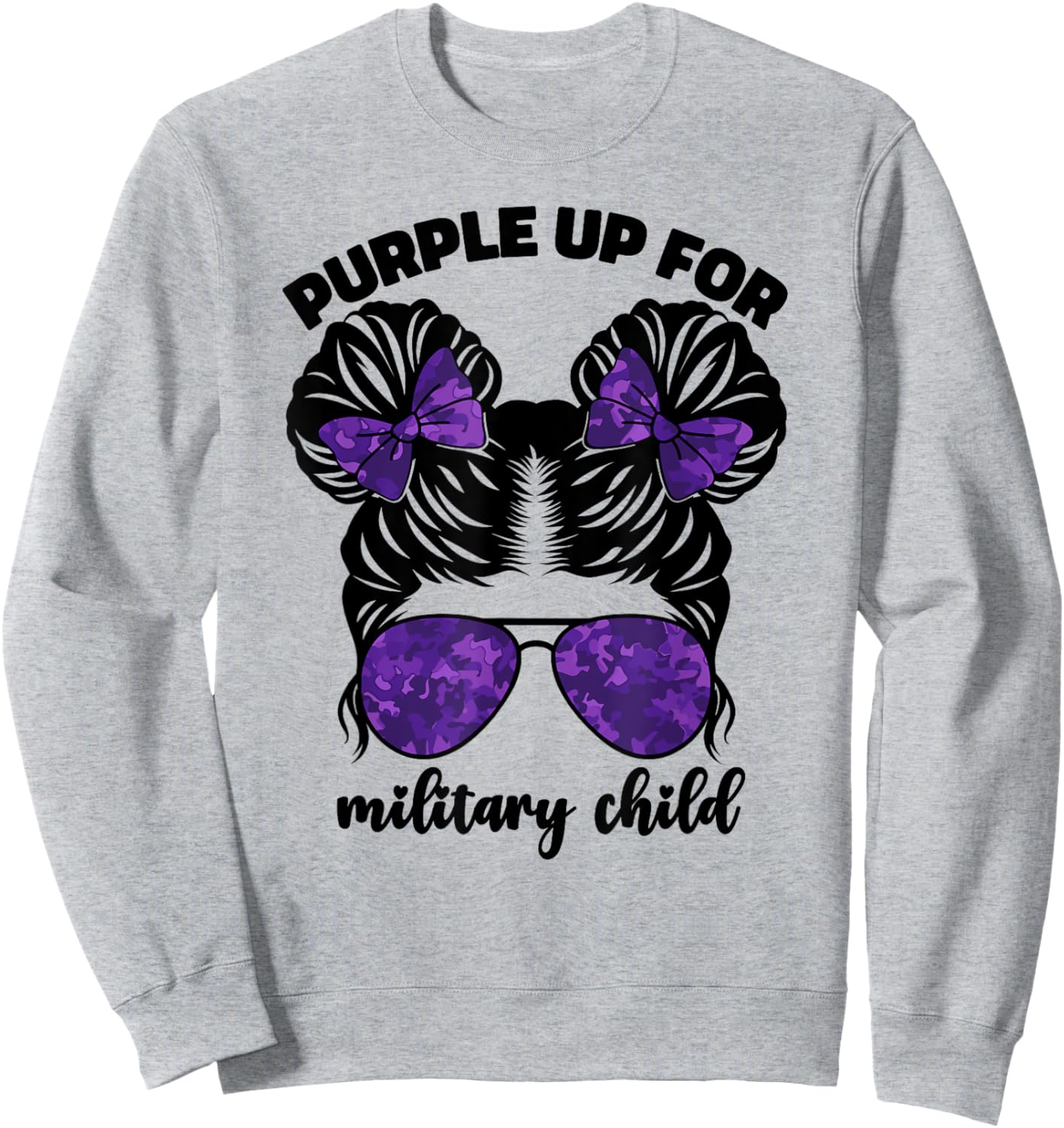 Purple Up For Military Kids Girls Month Of Military Child Sweatshirt - Sweatshirt | Ash