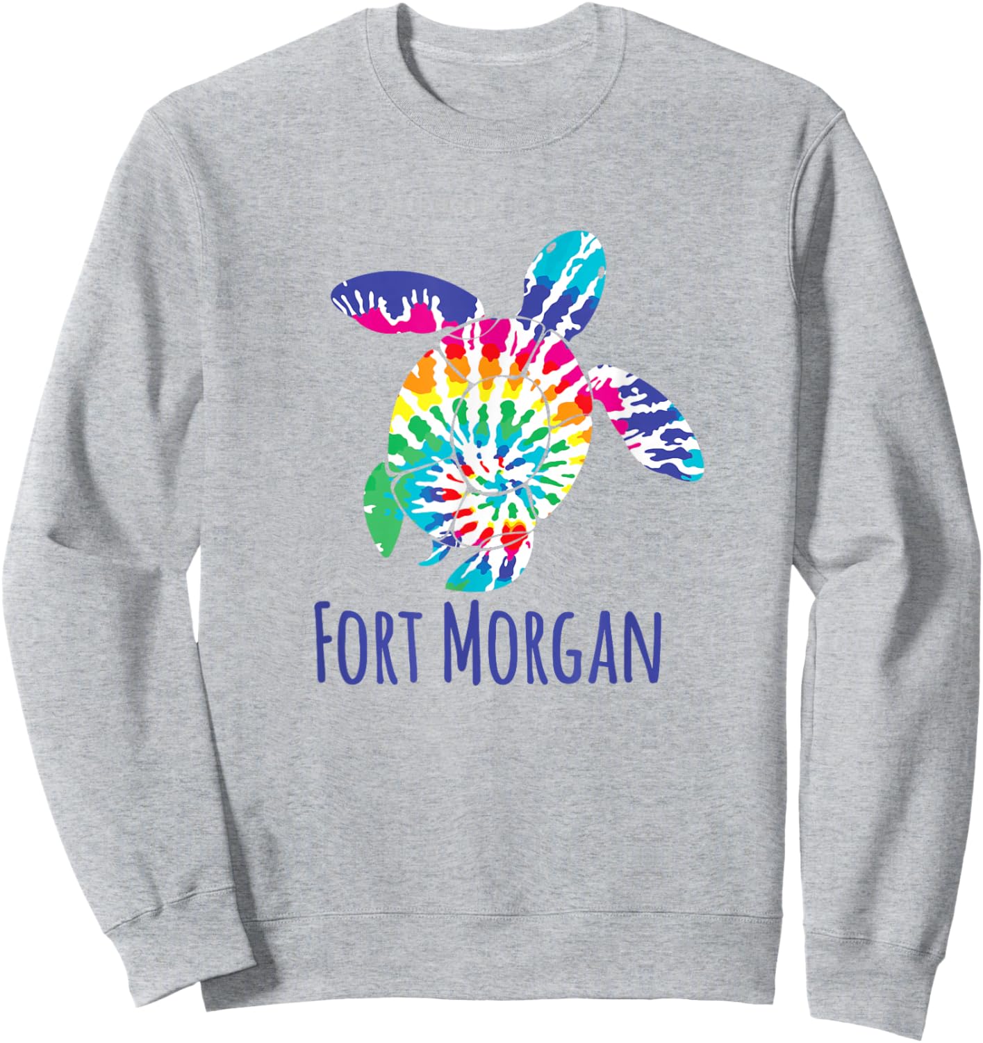Fort Morgan Alabama Beach Tie Dye Batik Loggerhead Turtle Sweatshirt - Sweatshirt | Ash