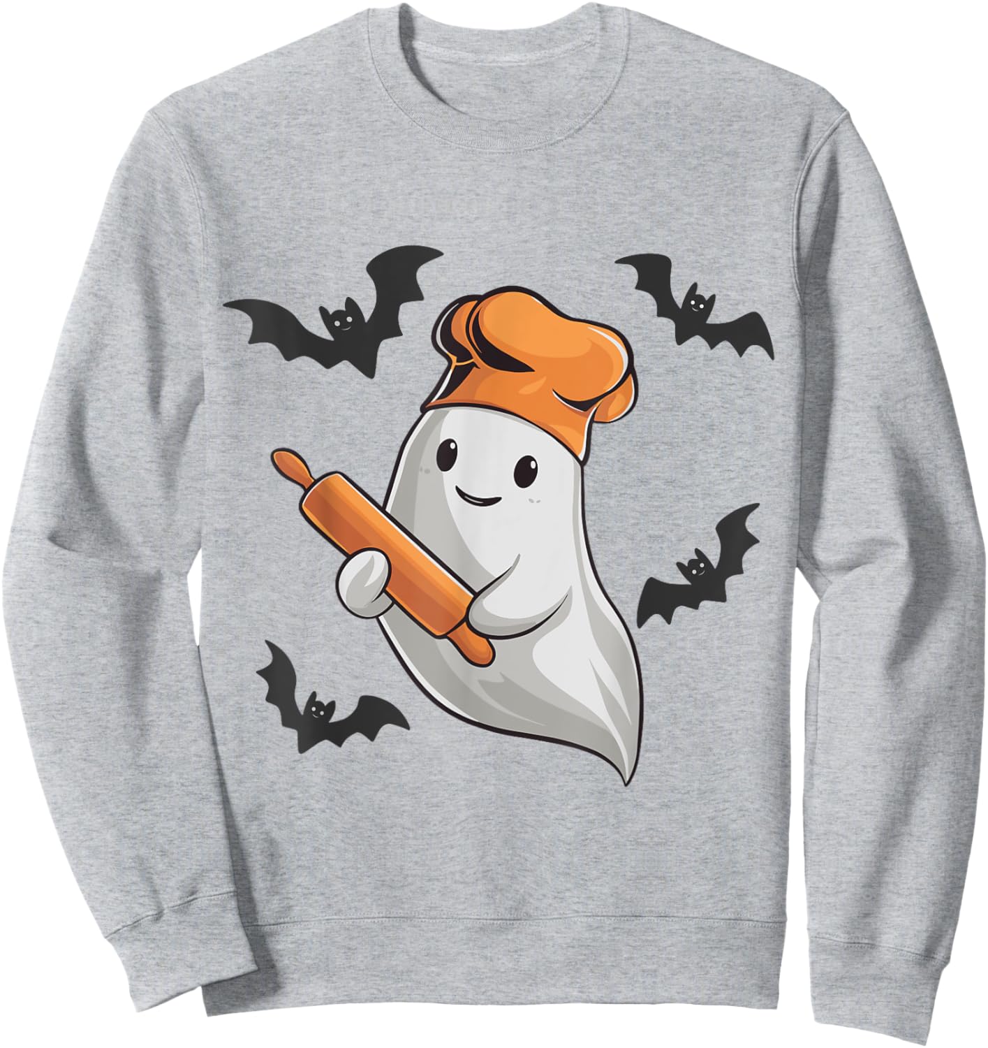 Ghost Baker Spooky Halloween Baking Cake Lover Bakery Team Sweatshirt - Sweatshirt | Ash