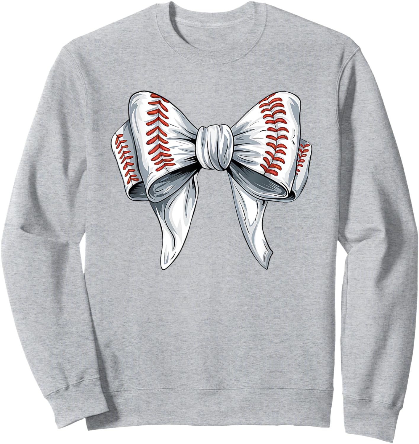 Baseball Coquette Bow Woman Girls Baseball Mom Fun Sweatshirt - Sweatshirt | Ash