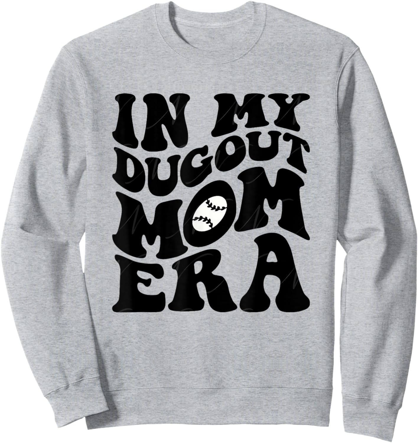 Groovy In My Dugout Mom Era Funny Baseball Mother's Day Sweatshirt - Sweatshirt | Ash