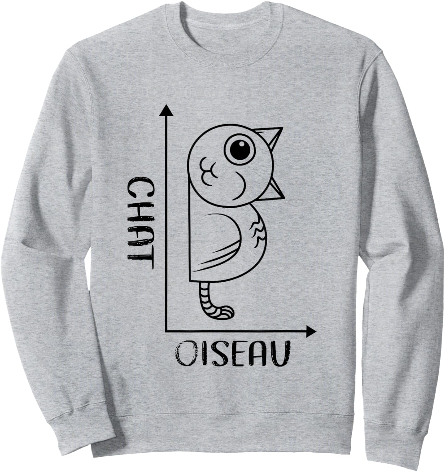 Bird Cat Optical Illusion Math Graphic Drawing Funny Sweatshirt - Sweatshirt | Ash