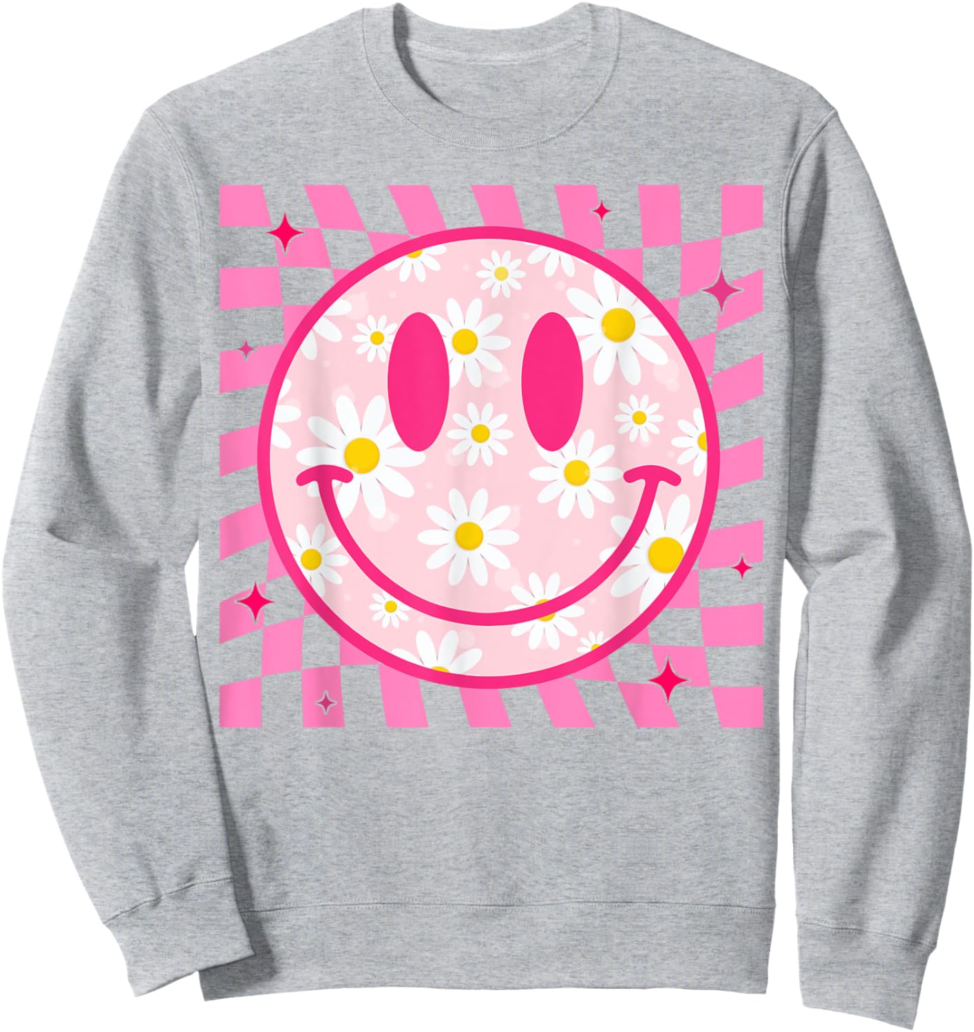 Happy Face Daisy Flower Shirt Preppy Aesthetic Smile Face Sweatshirt - Sweatshirt | Ash