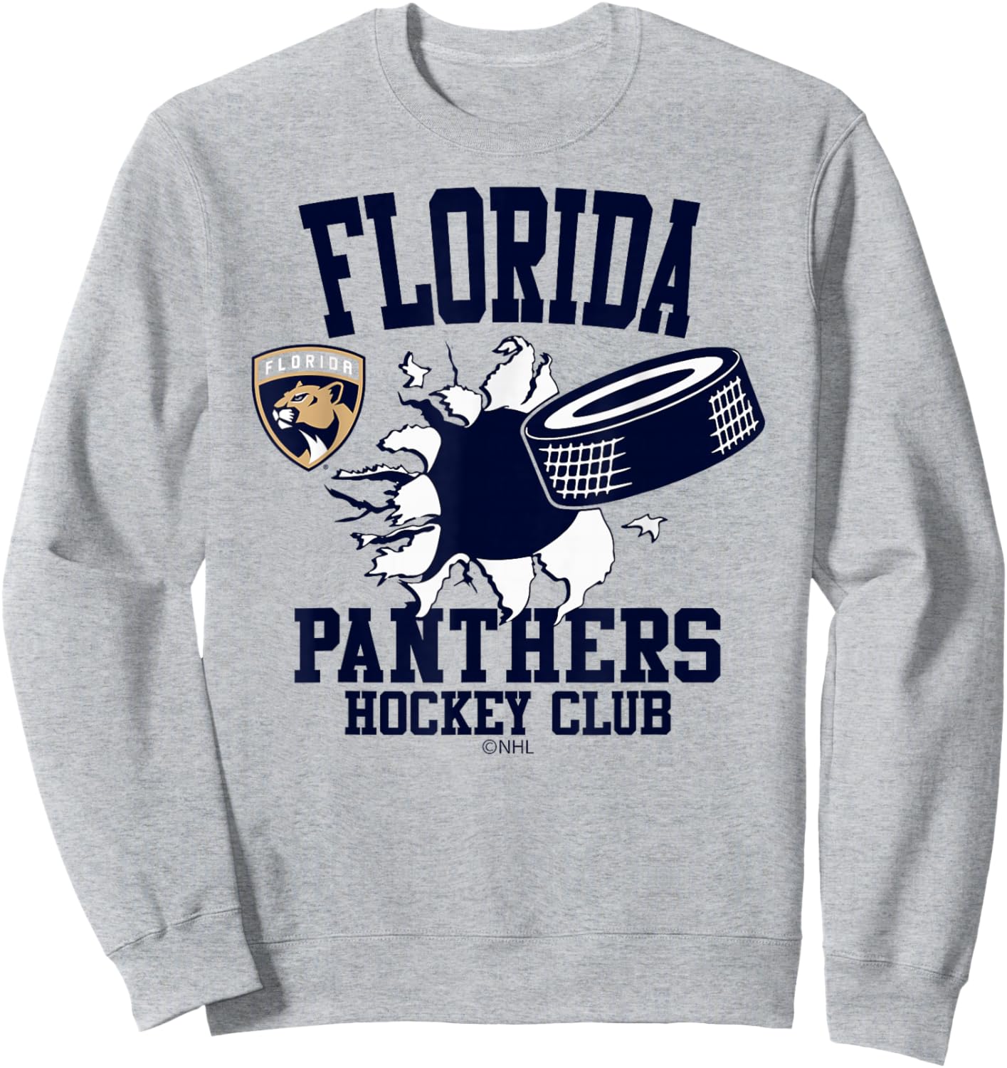 Florida Panthers Hockey Puck Burst Red Officially Licensed Sweatshirt - Sweatshirt | Ash