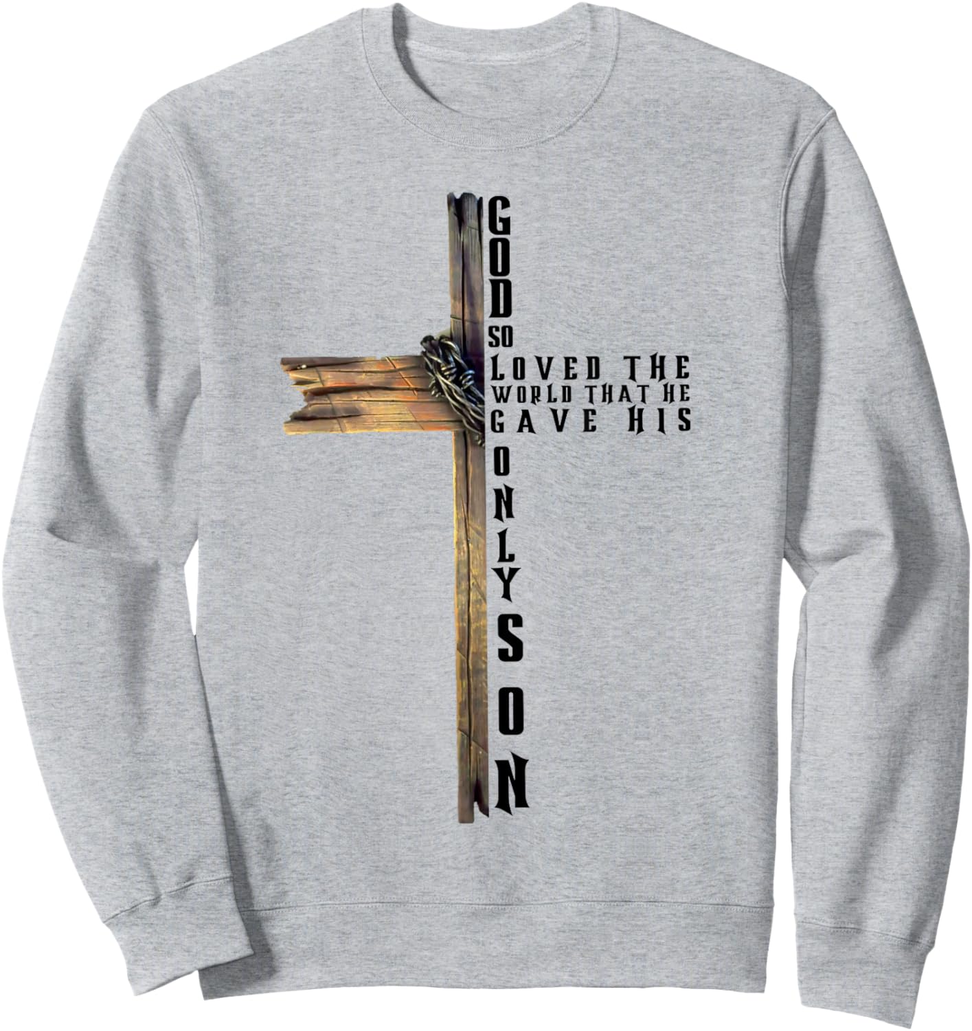 John 3:16 Christian Cross Bible Sweatshirt - Sweatshirt | Ash