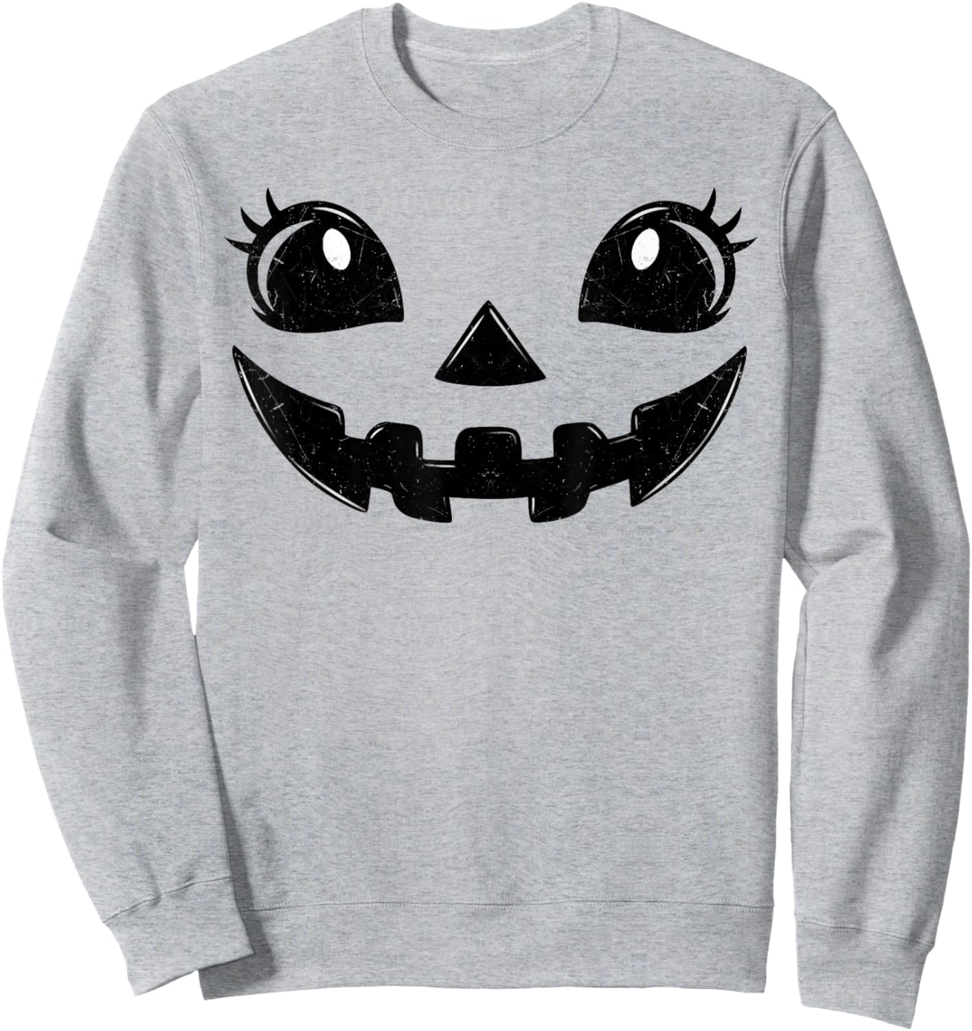 Jack O Lantern Face Pumpkin Eyelashes Hallowen Costume Funny Sweatshirt - Sweatshirt | Ash