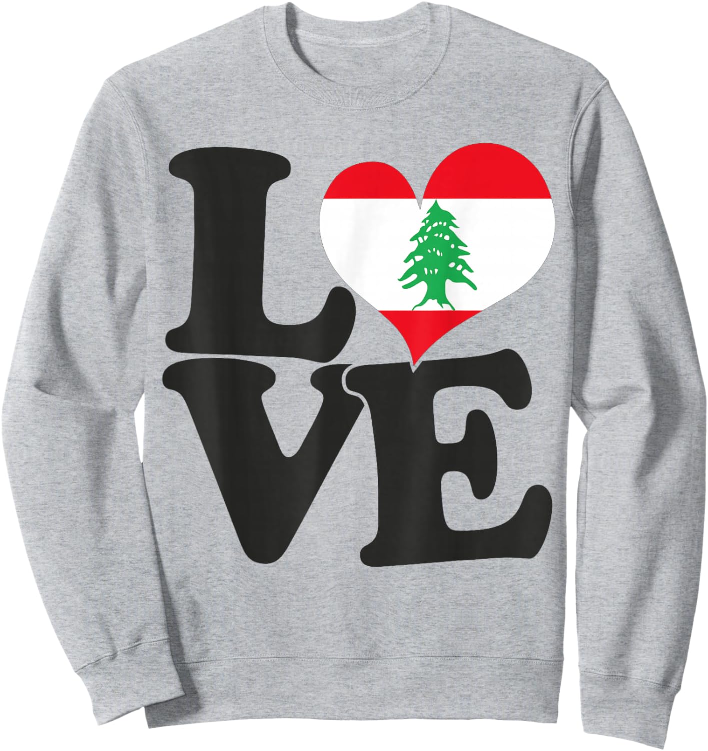 I Love Lebanon Flag Heart Patriotic Travel Sweatshirt - Sweatshirt | Ash