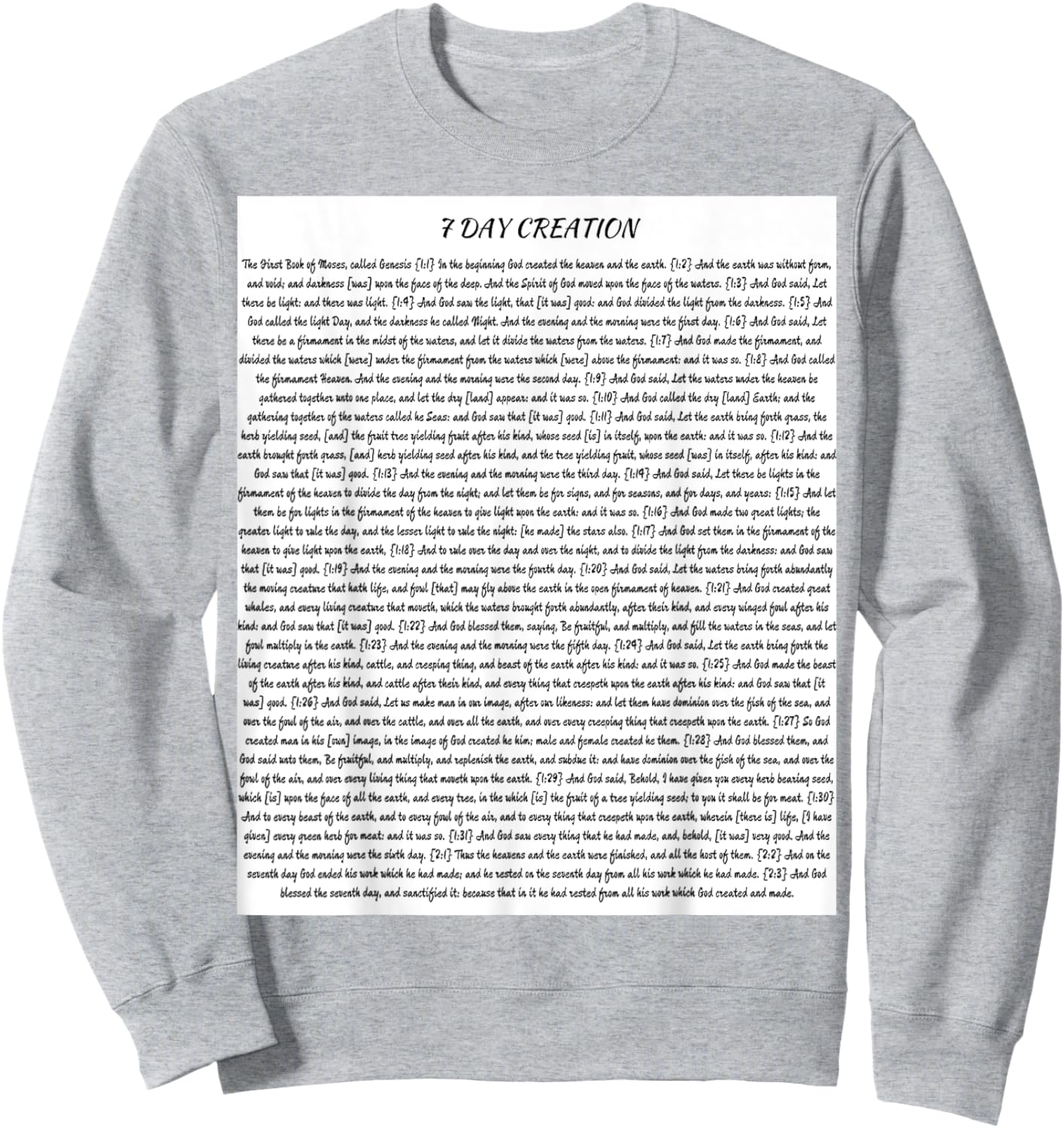 7 Day Creation Black Print Sweatshirt - Sweatshirt | Ash