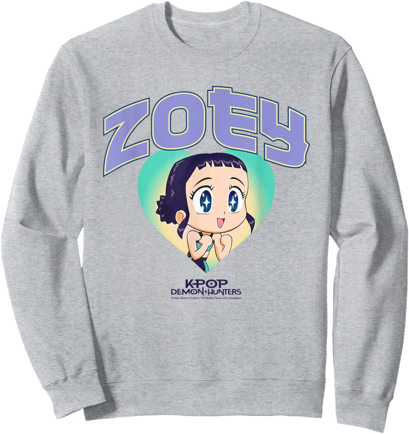 Kpop Demon Hunters Zoey Collegic Officially Licensed Sweatshirt - Sweatshirt | Ash