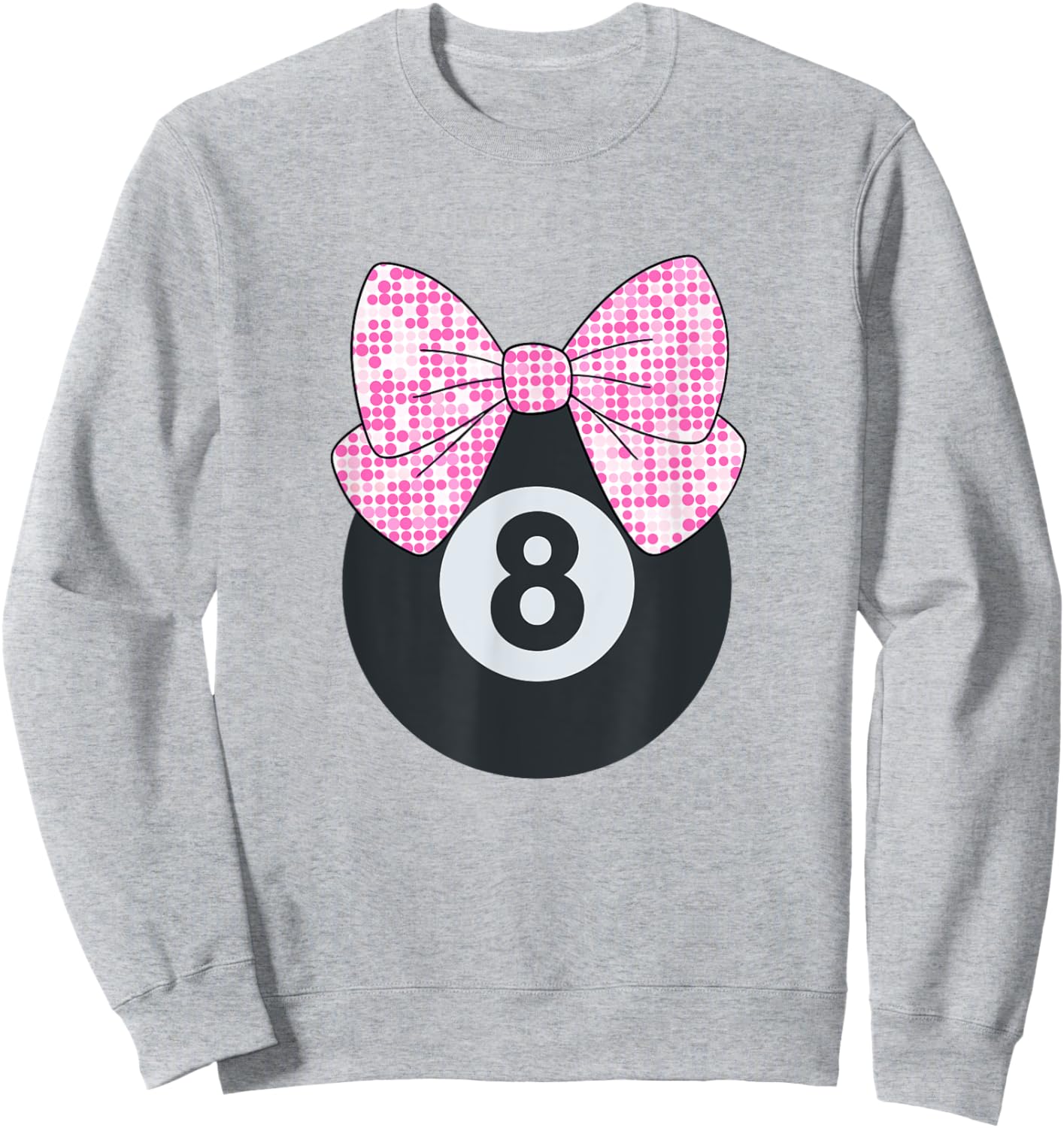 8th Birthday Girls 8 Years Old Pink Retro Bow 8-Ball Sweatshirt - Sweatshirt | Ash