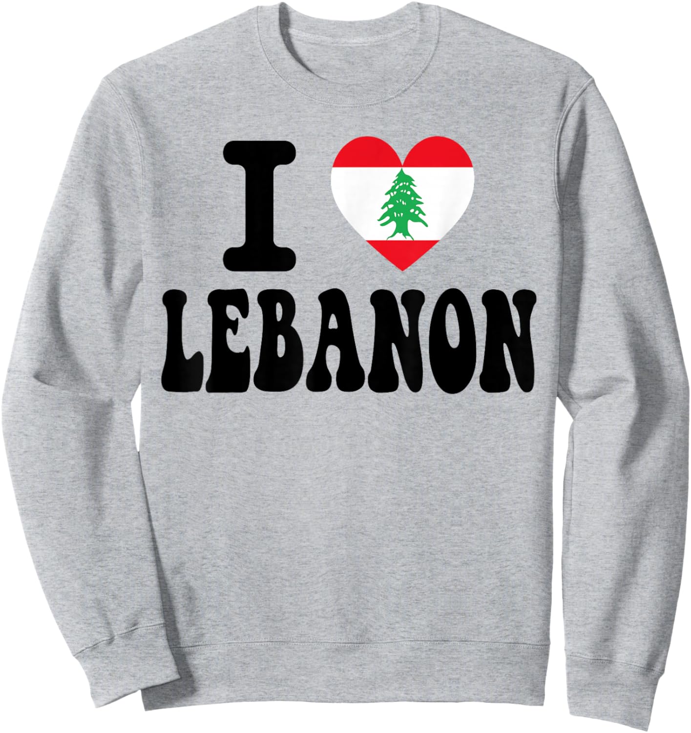 Retro Travel Souvenir with Flag I Love Lebanon Heart Shaped Sweatshirt - Sweatshirt | Ash