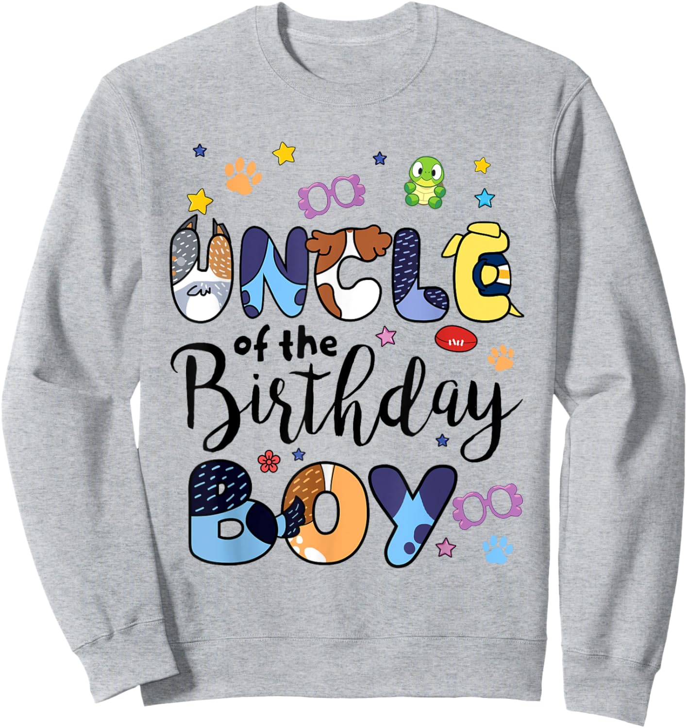 Blue Heeler Dog Uncle Of Birthday Boy Paw Family Matching Sweatshirt - Sweatshirt | Ash
