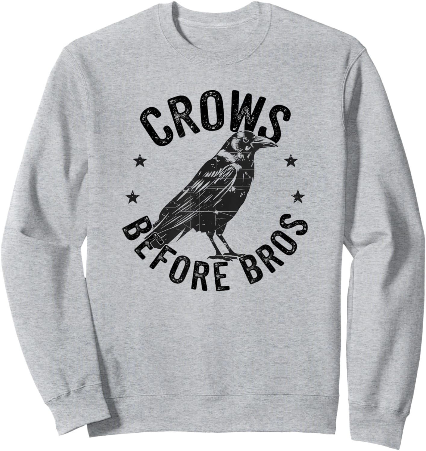 Crows Before Bros Grunge Raven Sweatshirt - Sweatshirt | Ash