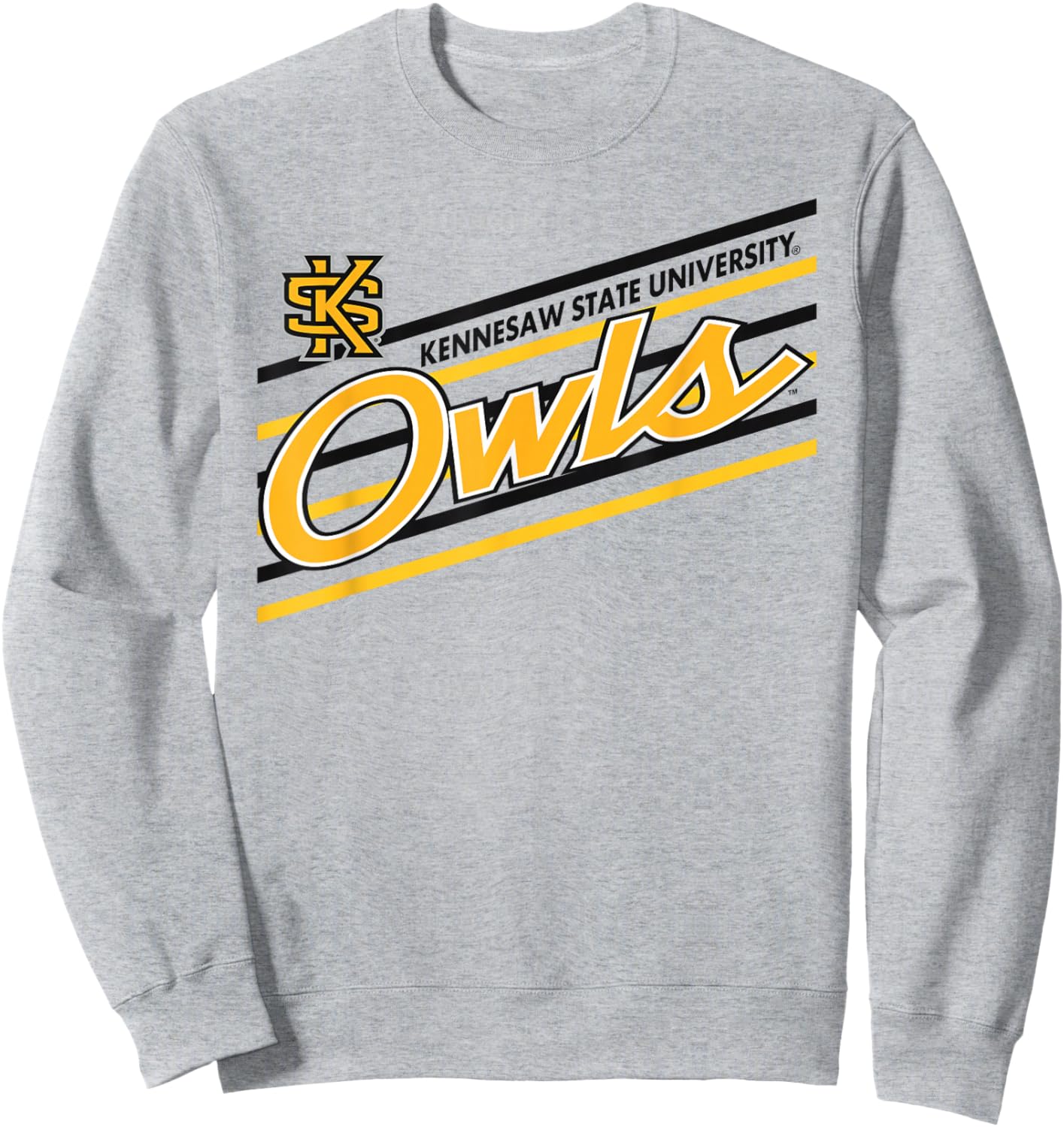 Kennesaw State Owls Retro Performer Gray Officially Licensed Sweatshirt - Sweatshirt | Ash