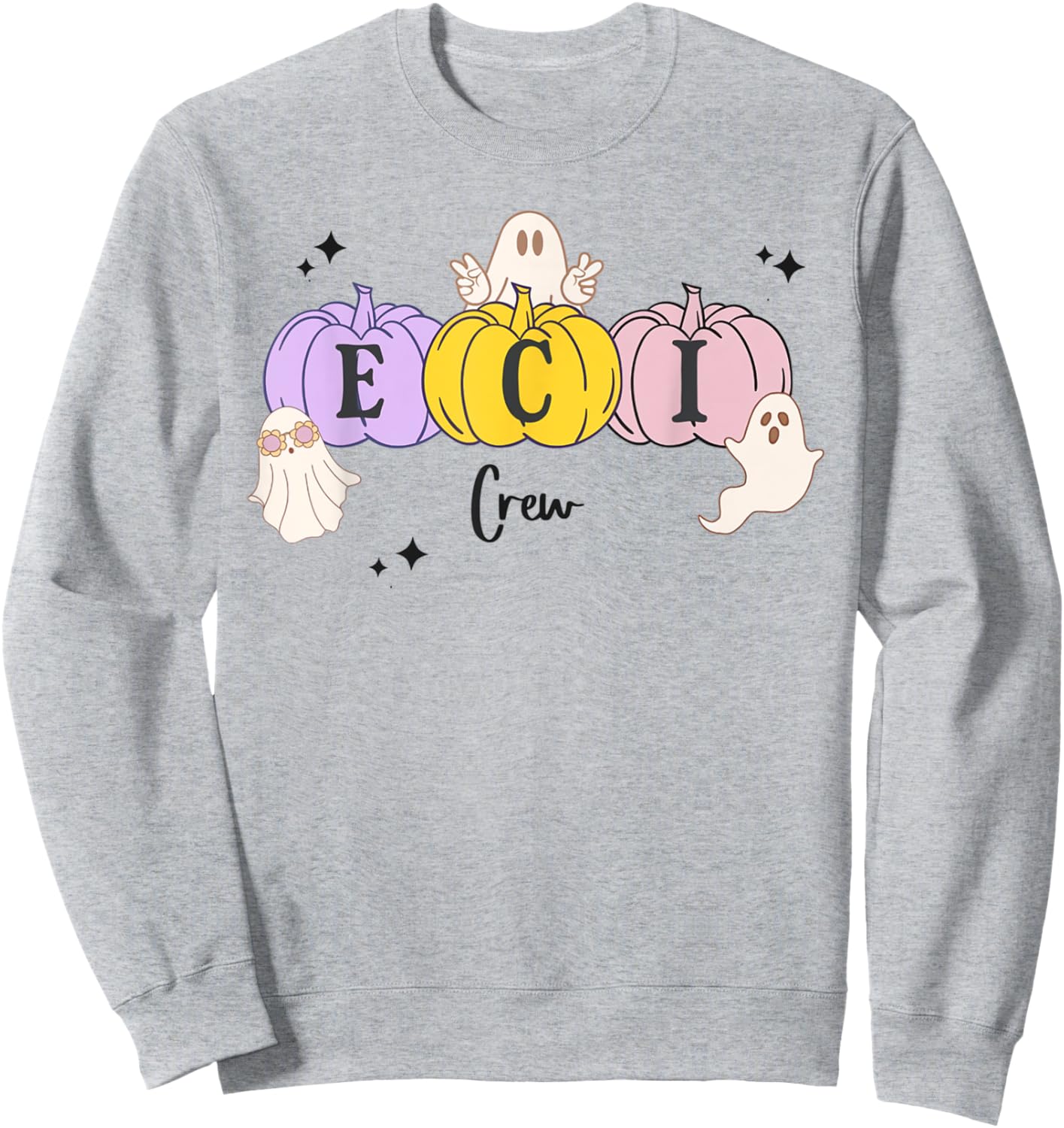 ECI Speech Therapy SLP Pumpkins Ghosts Speech Autumn Fall Sweatshirt - Sweatshirt | Ash
