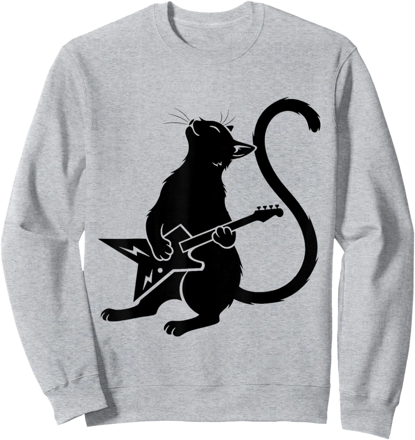 Funny Cat Playing Electric Guitar Cool Metal Rock Musician Sweatshirt - Sweatshirt | Ash