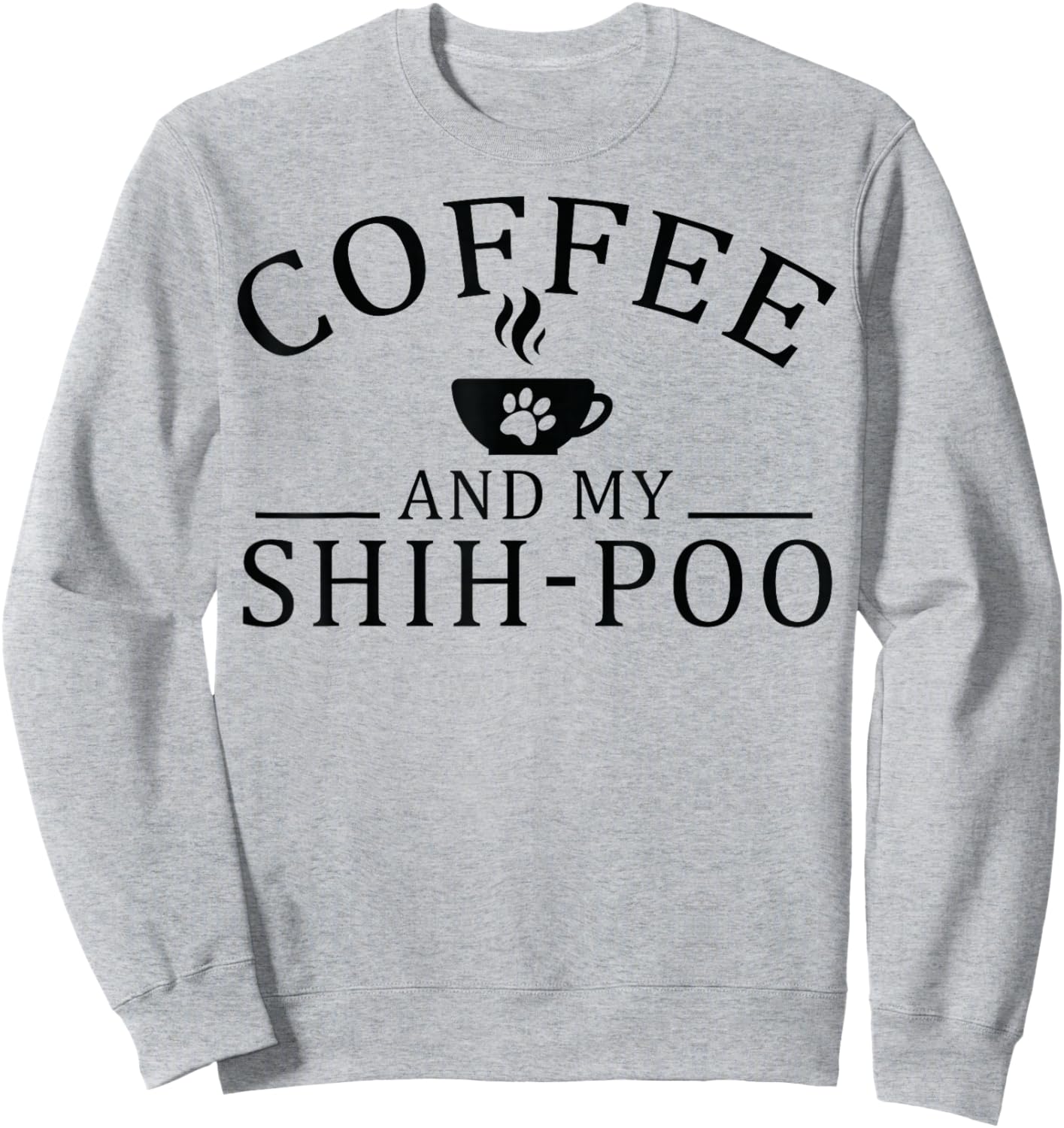 Shih-Poo Dog And Coffee Sweatshirt - Sweatshirt | Ash