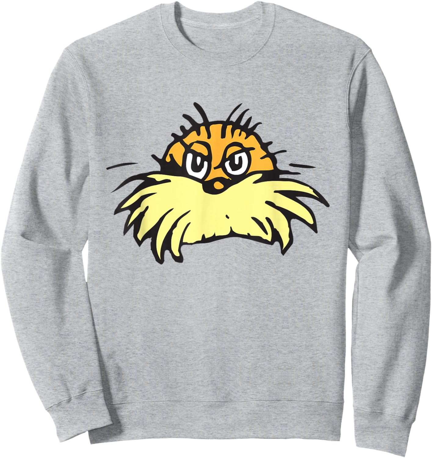 Dr. Seuss The Lorax Face - , Blue, Small, Short Sleeve, Cotton Blend, Classic Fit Sweatshirt - Sweatshirt | Ash