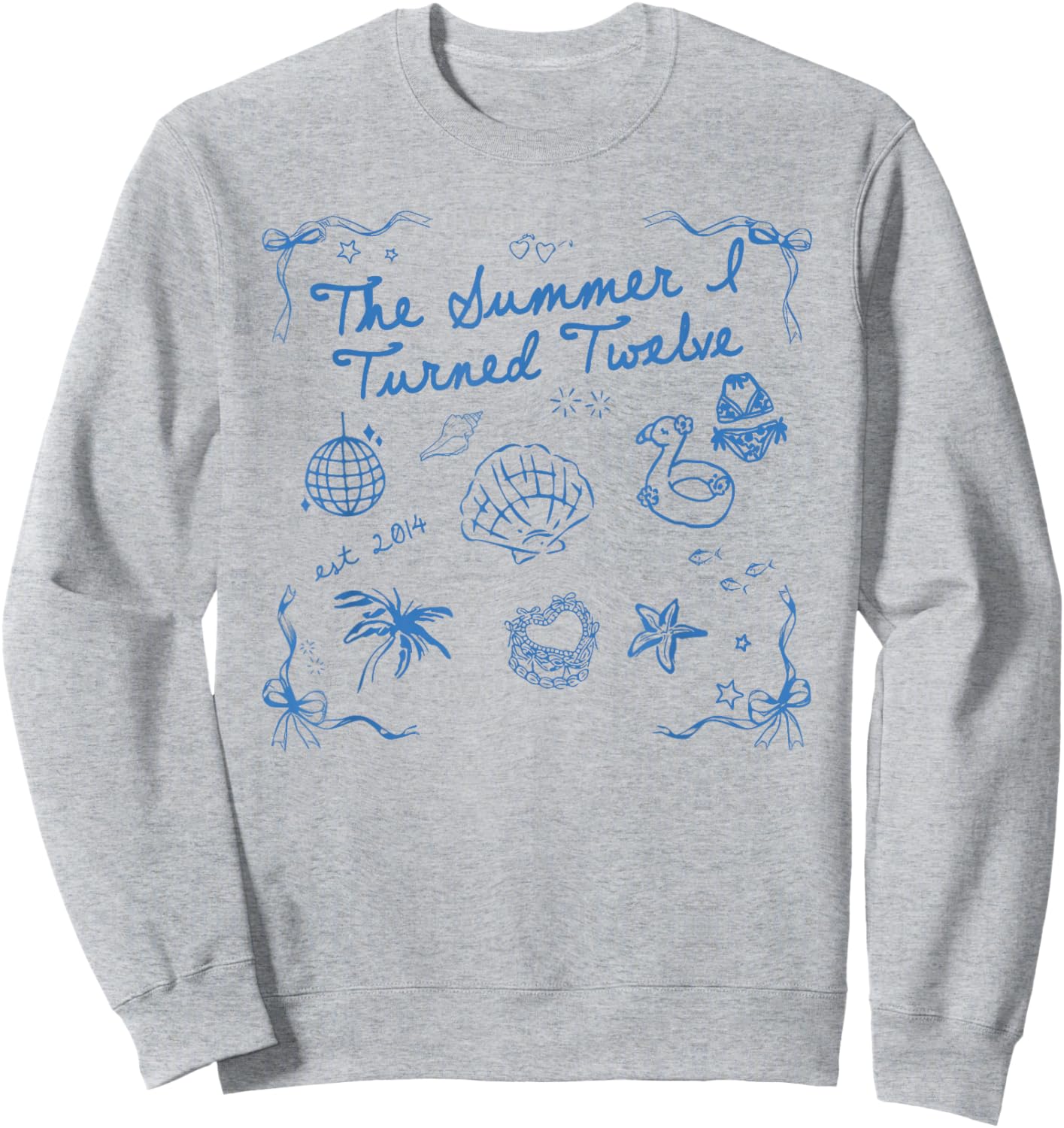 Summer I Turned Twelve Year Old Est 2014 12th Birthday Sweatshirt - Sweatshirt | Ash