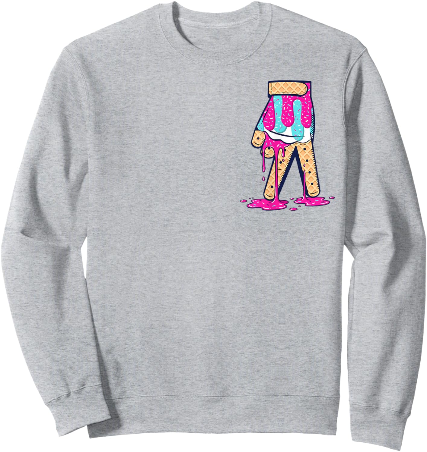 Baseball Ice Cream Drip Boys Home Plate Glove Respect Drip Sweatshirt - Sweatshirt | Ash