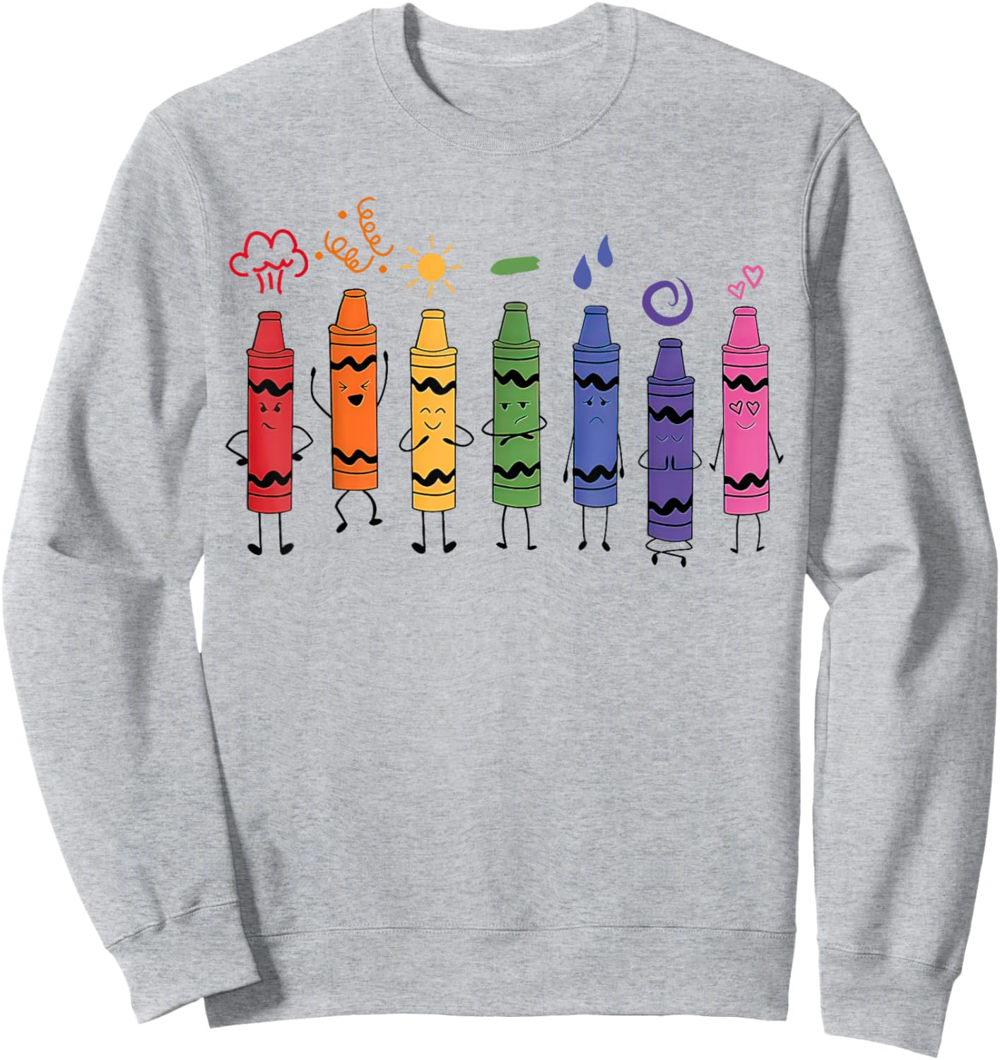 Mood Color Crayons Teacher Sweatshirt - Sweatshirt | Ash