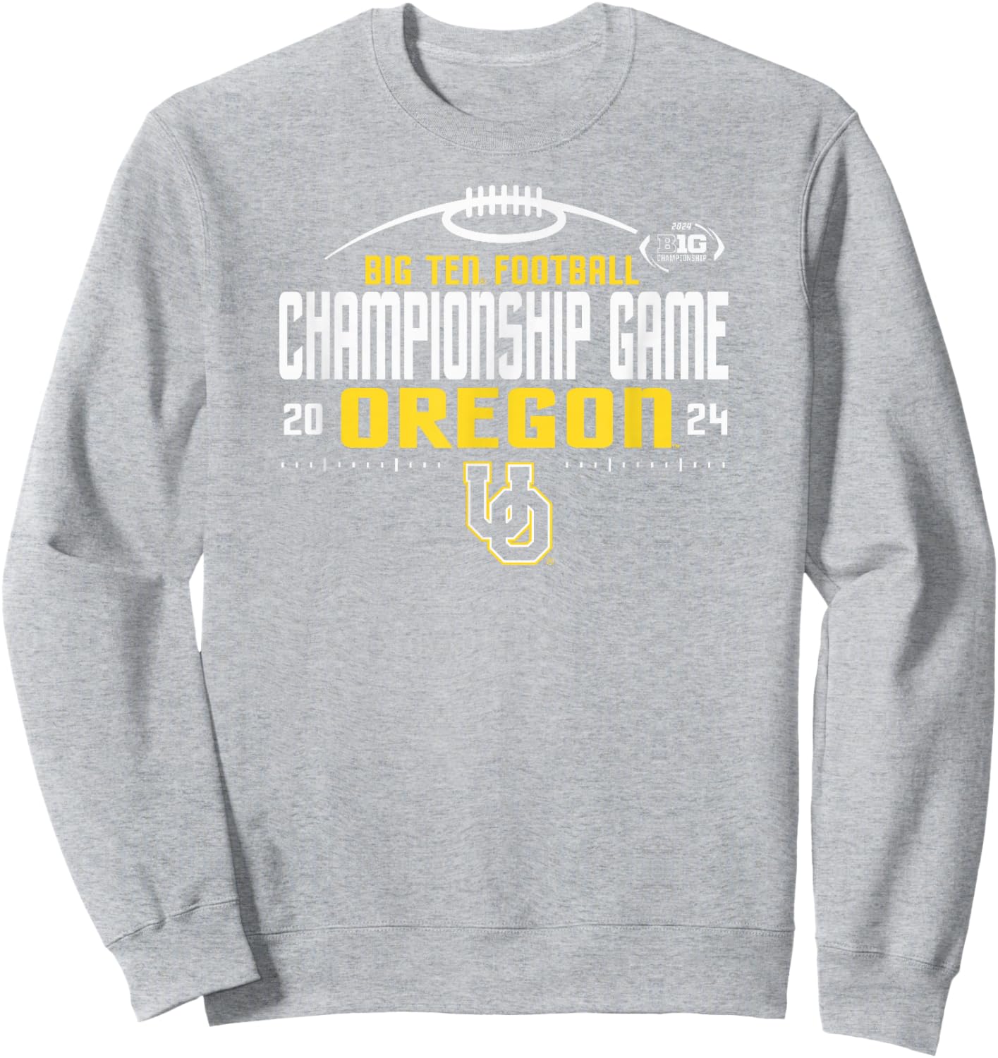Oregon Ducks Big Ten Championship 2024 Football Laces Green Sweatshirt - Sweatshirt | Ash
