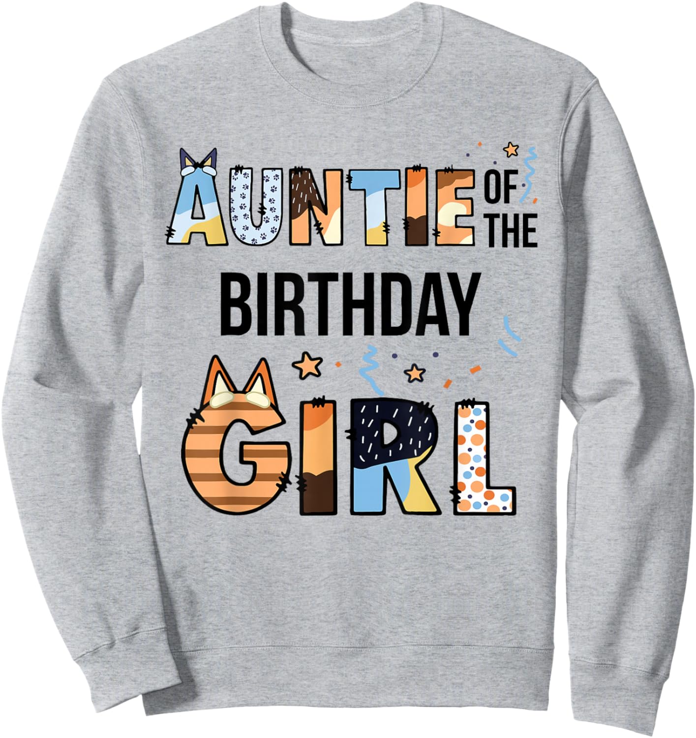 Auntie of The Birthday Girl Party Blue Dog Lover Matching Sweatshirt - Sweatshirt | Ash