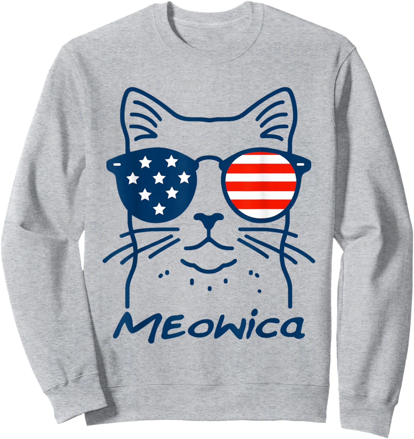 Meowica USA 'Merica Cat 4th of July Funny Patriotic Sweatshirt - Sweatshirt | Ash