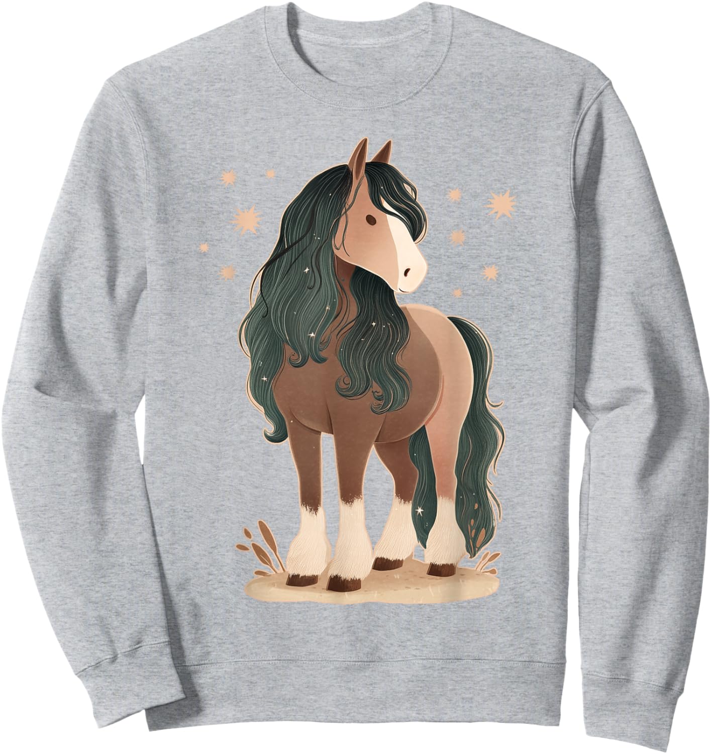Pferd mit Sternen Pferdemotiv Mädchen Sweatshirt - Sweatshirt | Ash