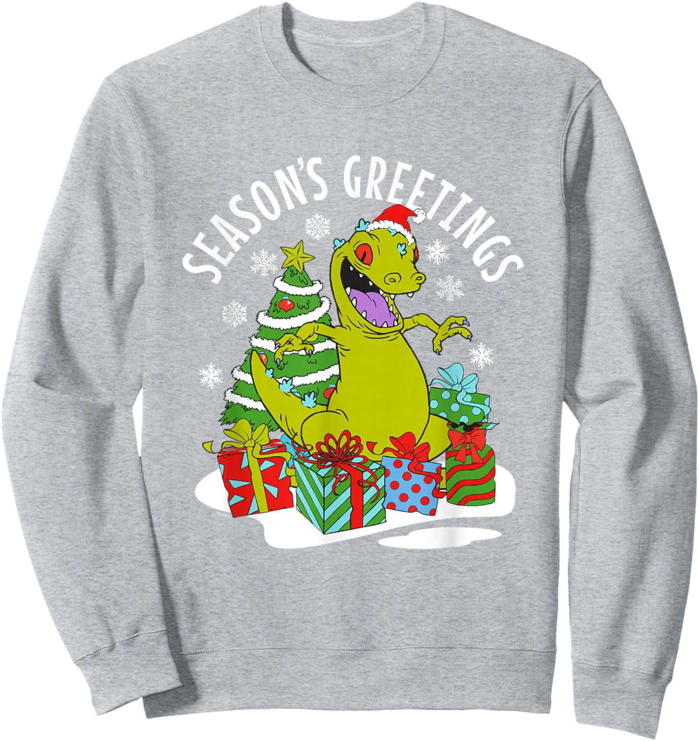 Rugrats Christmas Season's Greetings Happy Reptar Poster Sweatshirt - Sweatshirt | Ash
