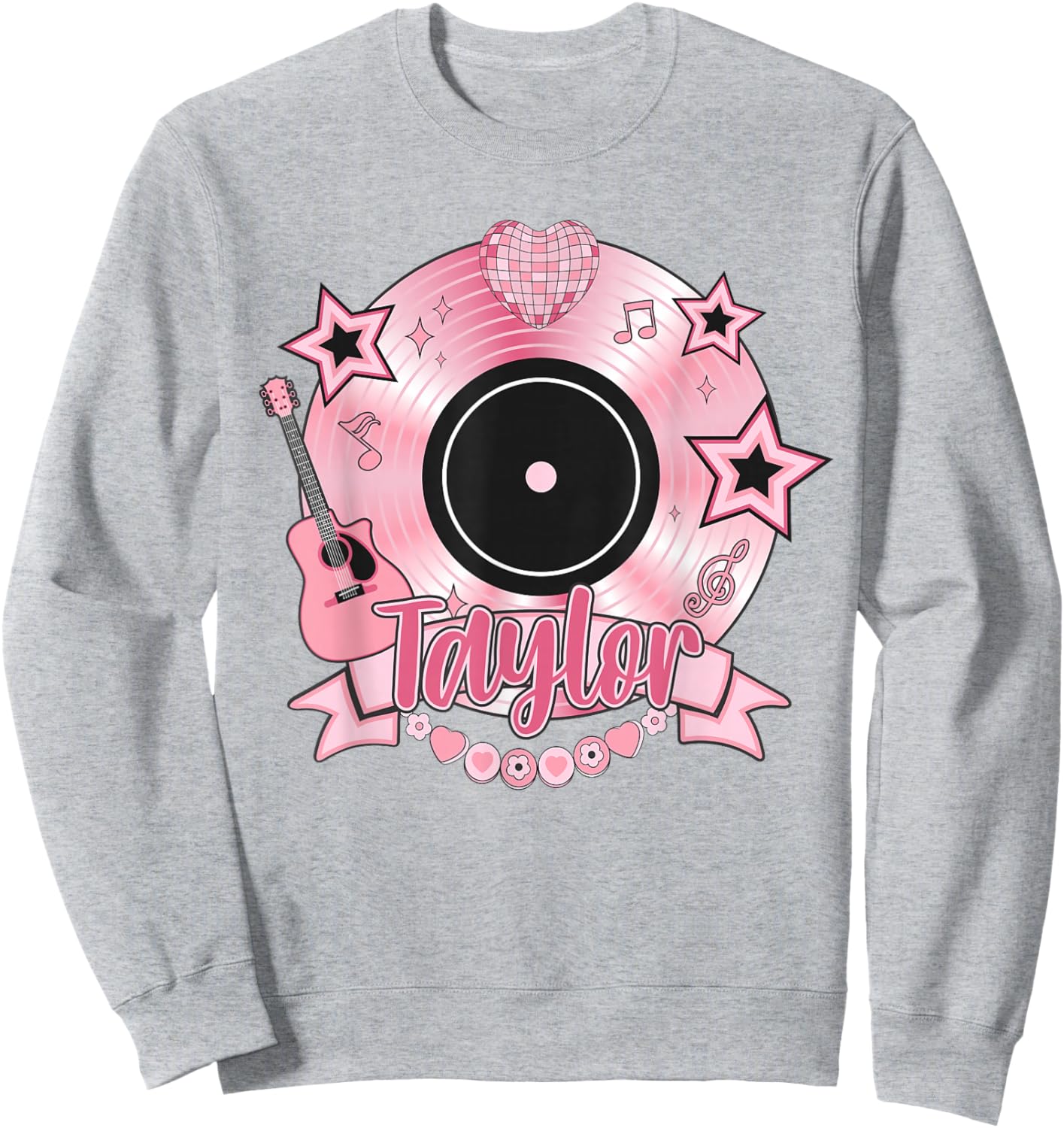 Girls Retro Taylor First Name Personalised Groovy 80s Sweatshirt - Sweatshirt | Ash