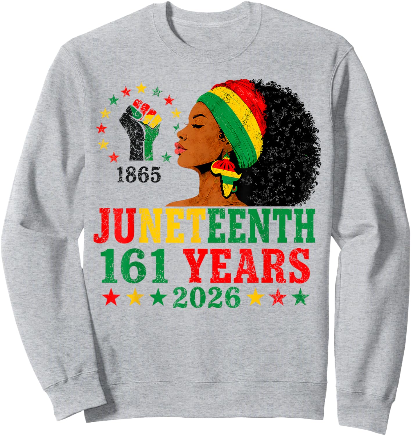 Juneteenth 1865 2026 161 Years of Freedom Black Women Sweatshirt - Sweatshirt | Ash