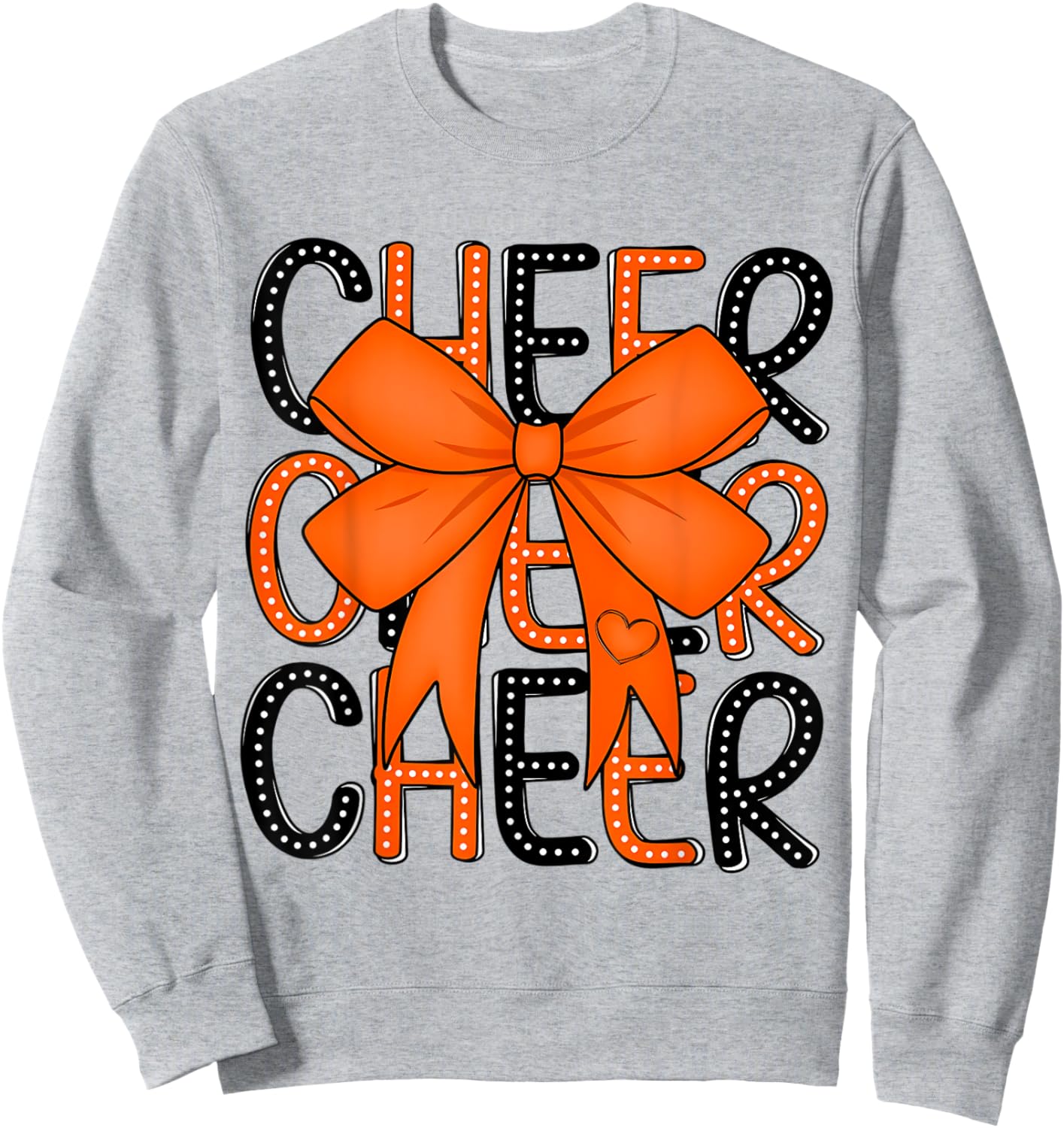 Cheerleading Coquette Bow Cheer Shirt Black Orange Team Sweatshirt - Sweatshirt | Ash