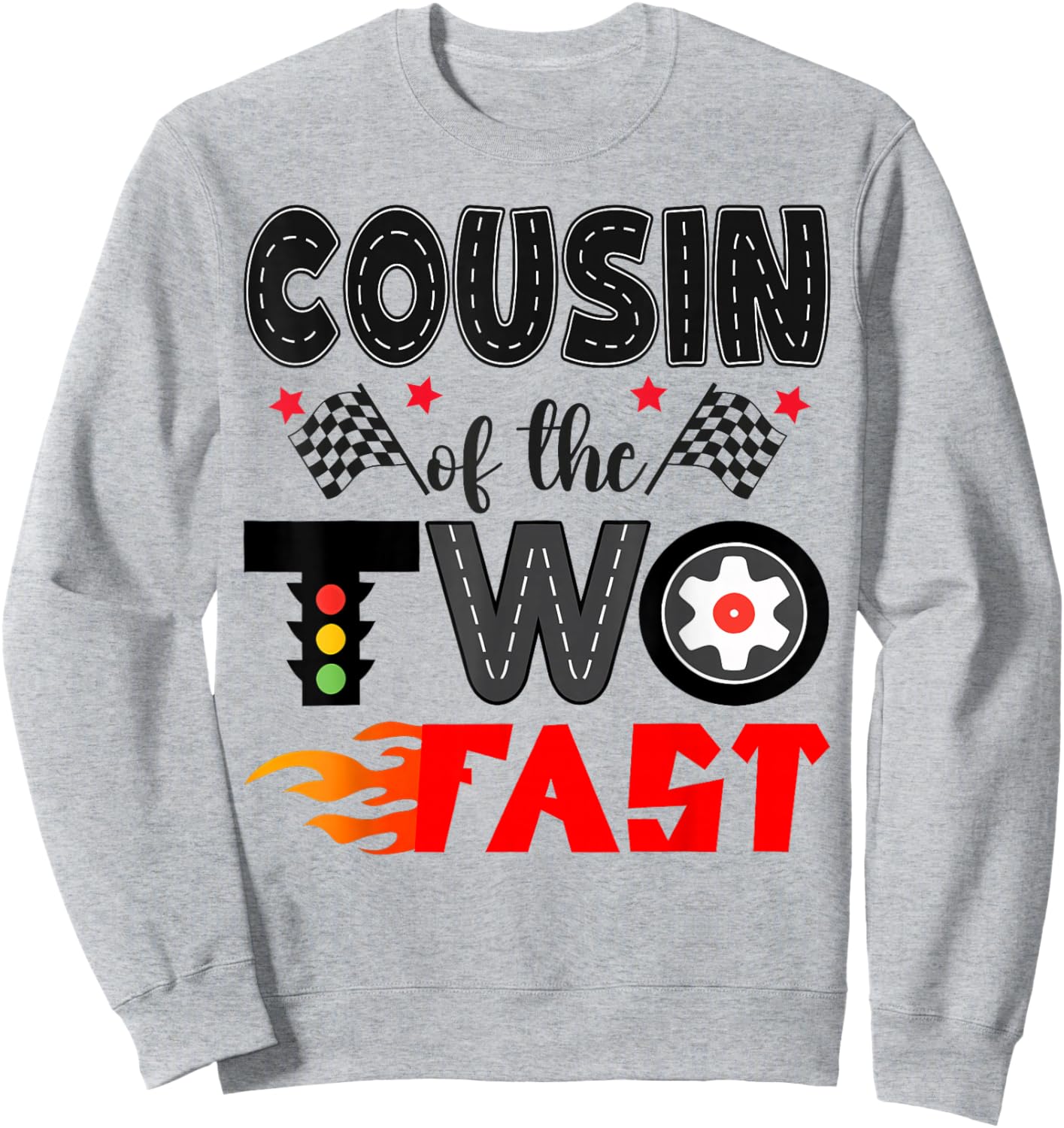 Cousin of The Two Fast Racing Car 2Nd Birthday Boy Sweatshirt - Sweatshirt | Ash