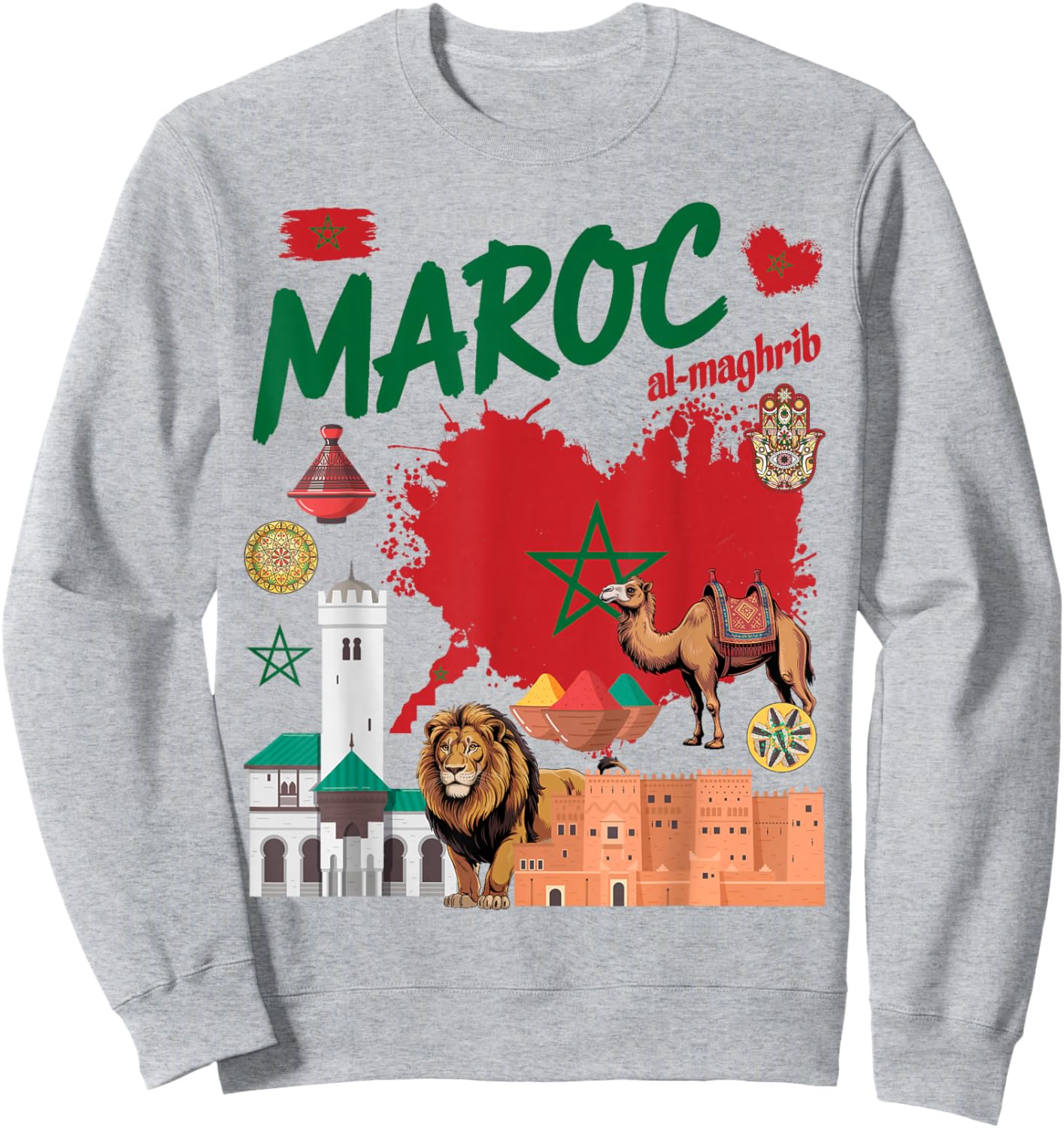 Moroccan Flag Outfit Idea on the Theme of Moroccan Culture Sweatshirt - Sweatshirt | Ash