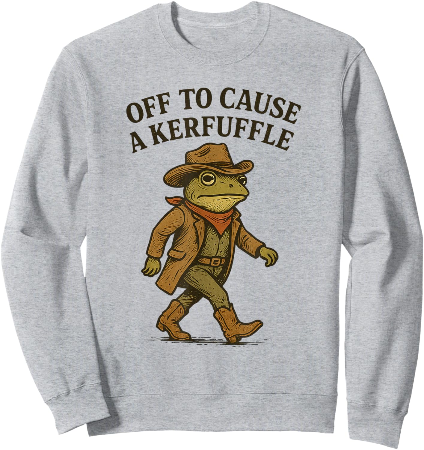 Cowboy Frog Off to Cause a Kerfuffle Vintage Adventure Wear Sweatshirt - Sweatshirt | Ash